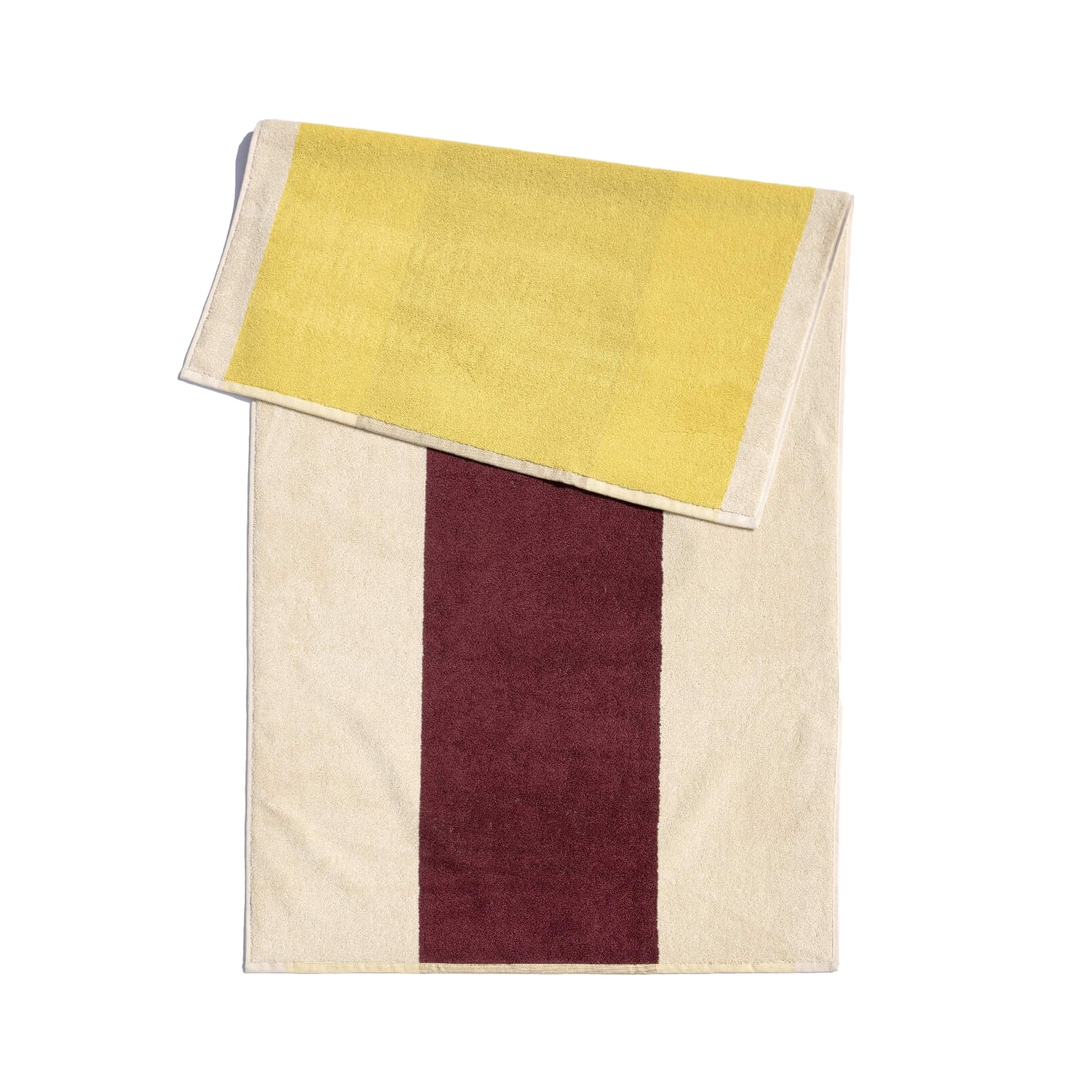 Badhanddoek 70x140 Yellow&Bordeaux│Martens&Martens-Suite702│art. MMTT70YEBO│voorkant met witte achtergrond