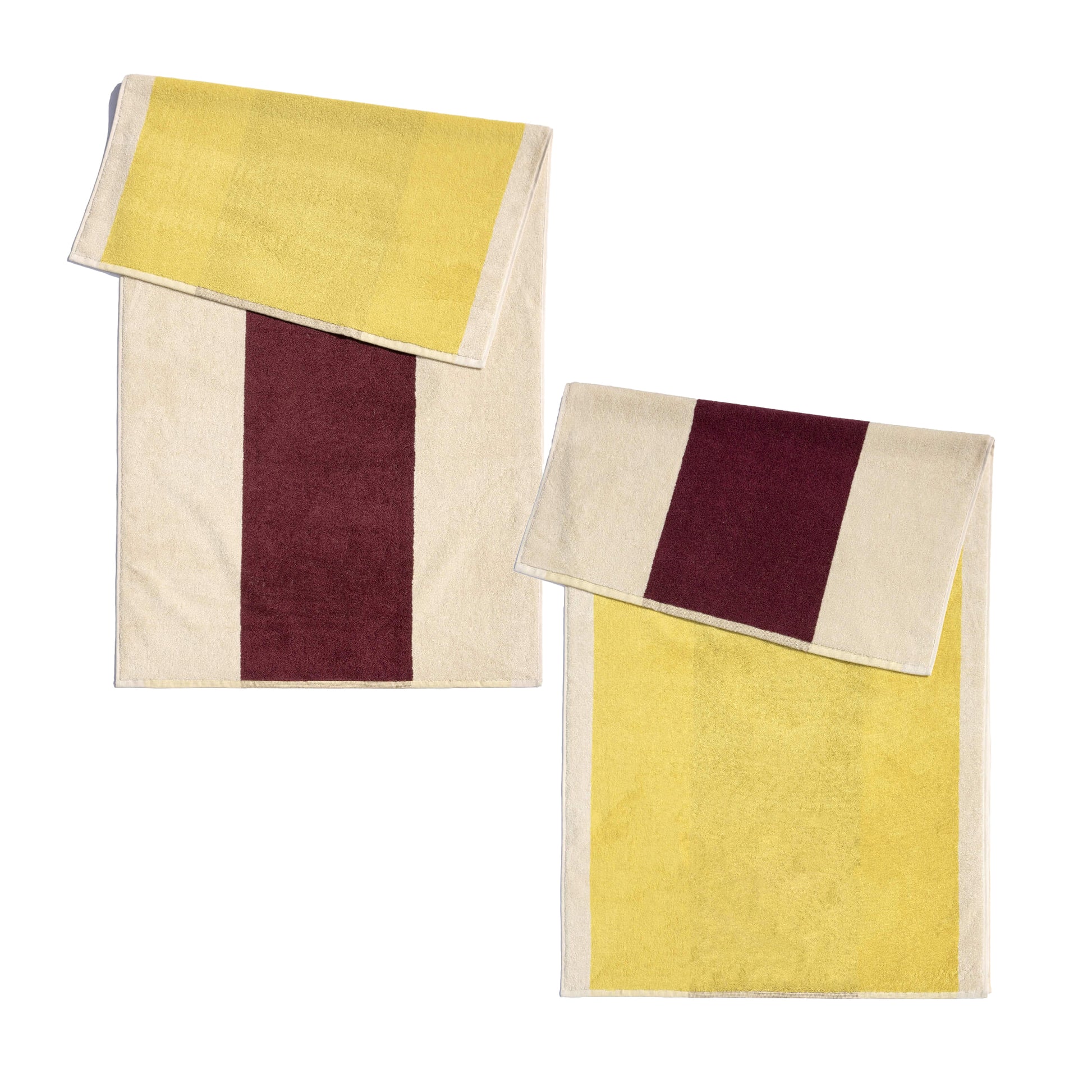 Badhanddoek 70x140 Yellow&Bordeaux│Martens&Martens-Suite702│art. MMTT70YEBO│voor- en achterkant