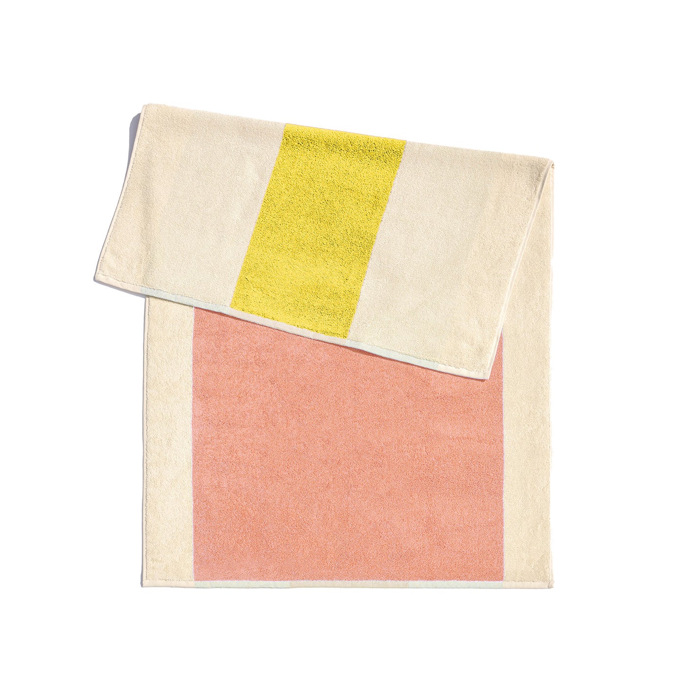Badmat Martens&Martens Yellow&Peach│Suite702│art. MMBM50YEPE│roze boven met witte achtergrond