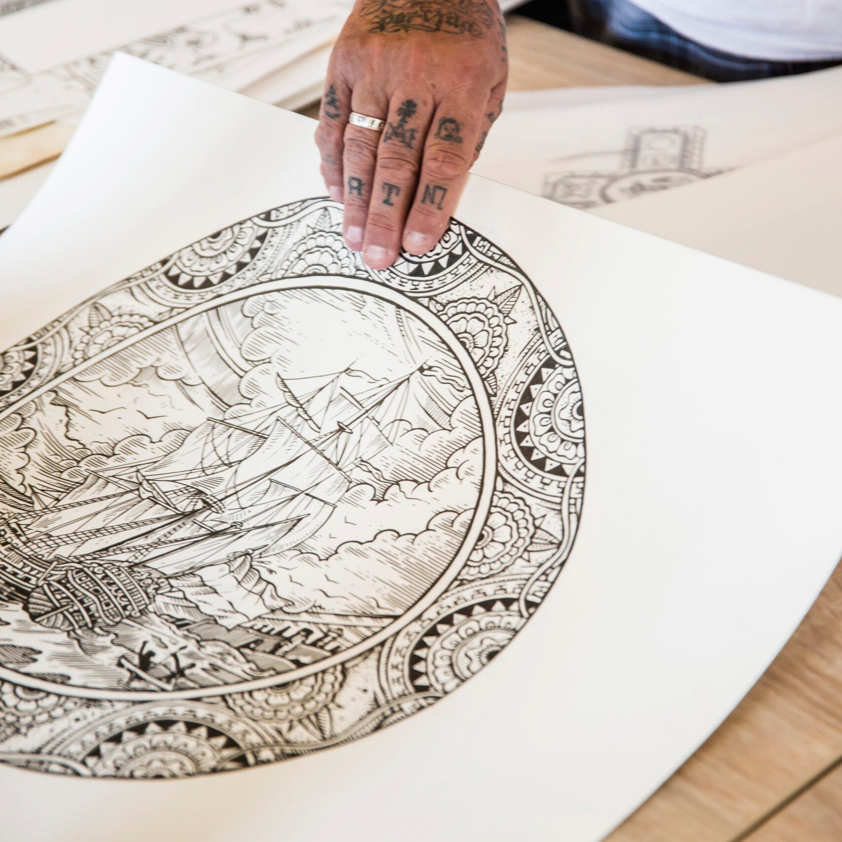 Bord Amsterdam Royal Delft│Henk Schiffmacher│art. 46724600│tekening ontwerp