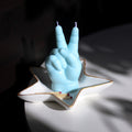 Candlehand Peace Kaars aby Lichtblauw│art. BB-PEA-BLUE│in stervormig bakje met lucifers