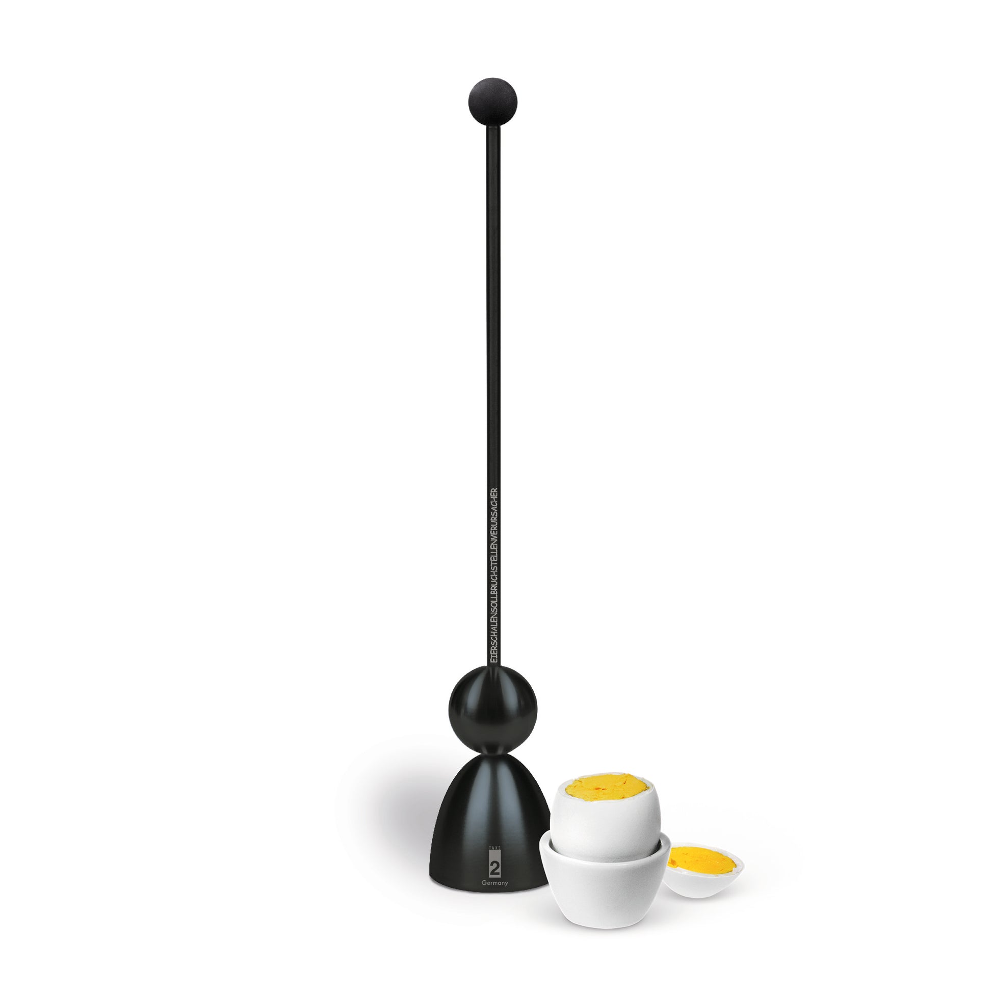 Clack Ei-Opener Mat Zwart│Take2-Design│art. 99072│voorkant met geopend ei op voorgrond