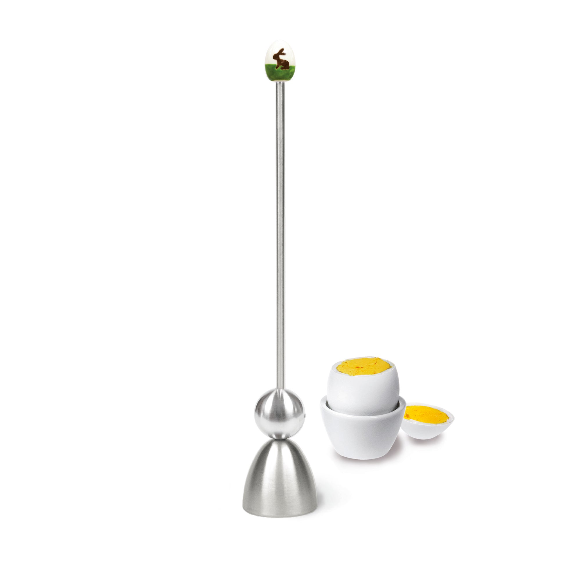 Clack Ei-Opener Konijn│Take2-Design│art. 99004/21│voorkant met gekookt ei op achtergrond