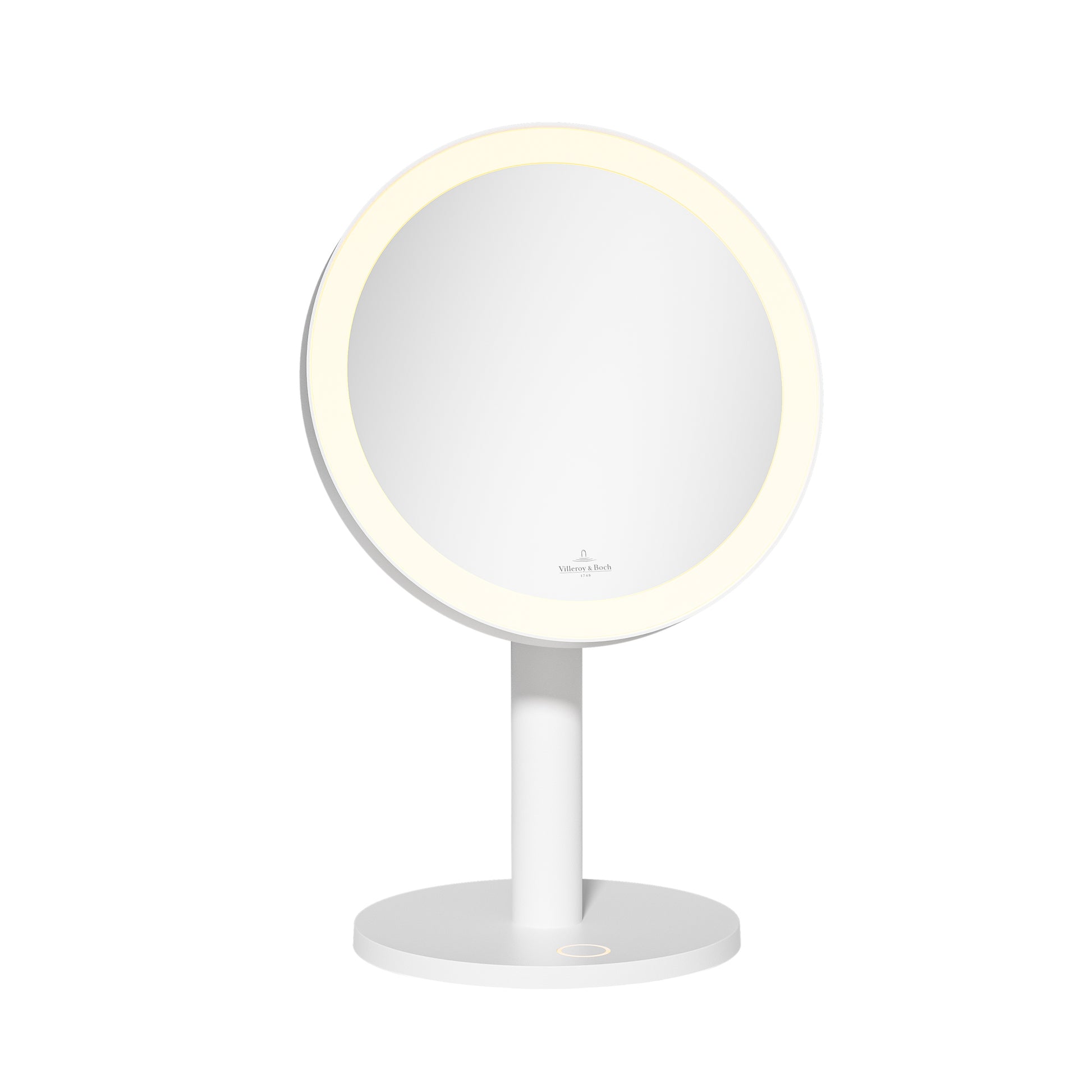 Como Kosmetische Spiegel Wit│Oplaadbare Verlichting│Villeroy & Boch│art. 97031│voorkant met licht aan en witte achtergrond