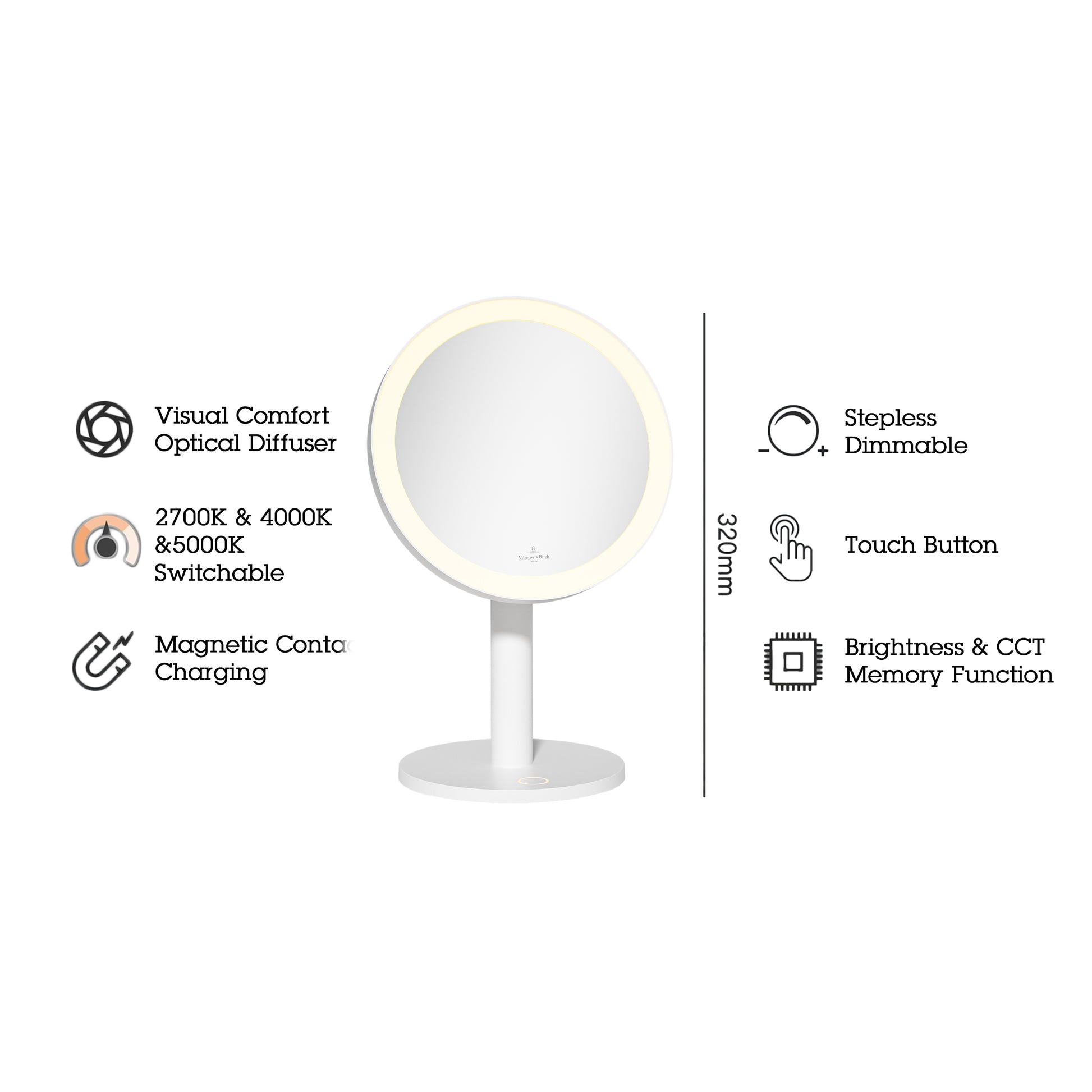 Como Kosmetische Spiegel Wit│Oplaadbare Verlichting│Villeroy & Boch│art. 97031│technische