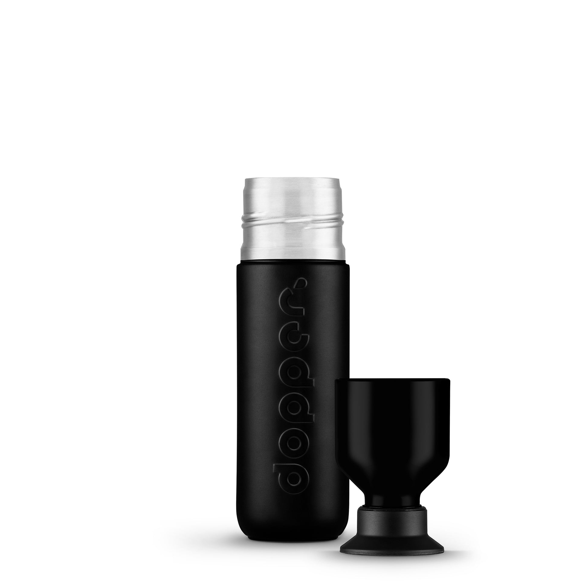Dopper Insulated Small Blazing Black│Thermosfles 350ml zwart│art. 2059│voorkant met dop als beker
