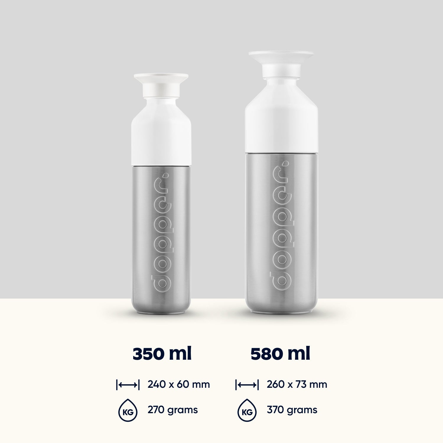 Dopper Insulated large Silver│Thermosfles 580ml│art. 7160│afmeting en gewicht