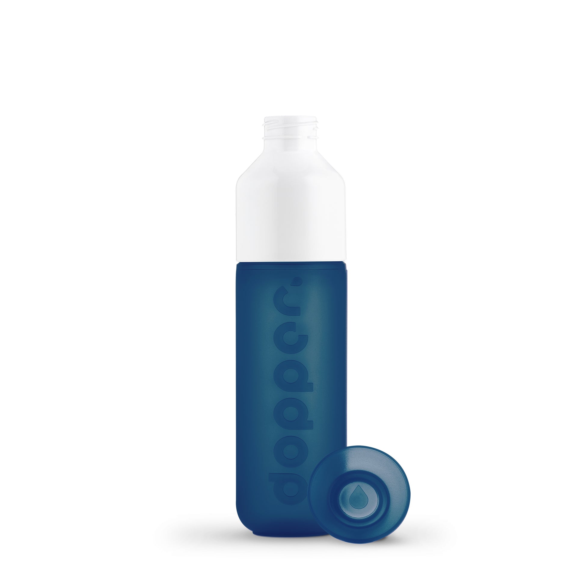 Dopper Original Cosmic Storm│Waterfles 450ml Blauw│art. 3810│voorkant met los dopje naast fles
