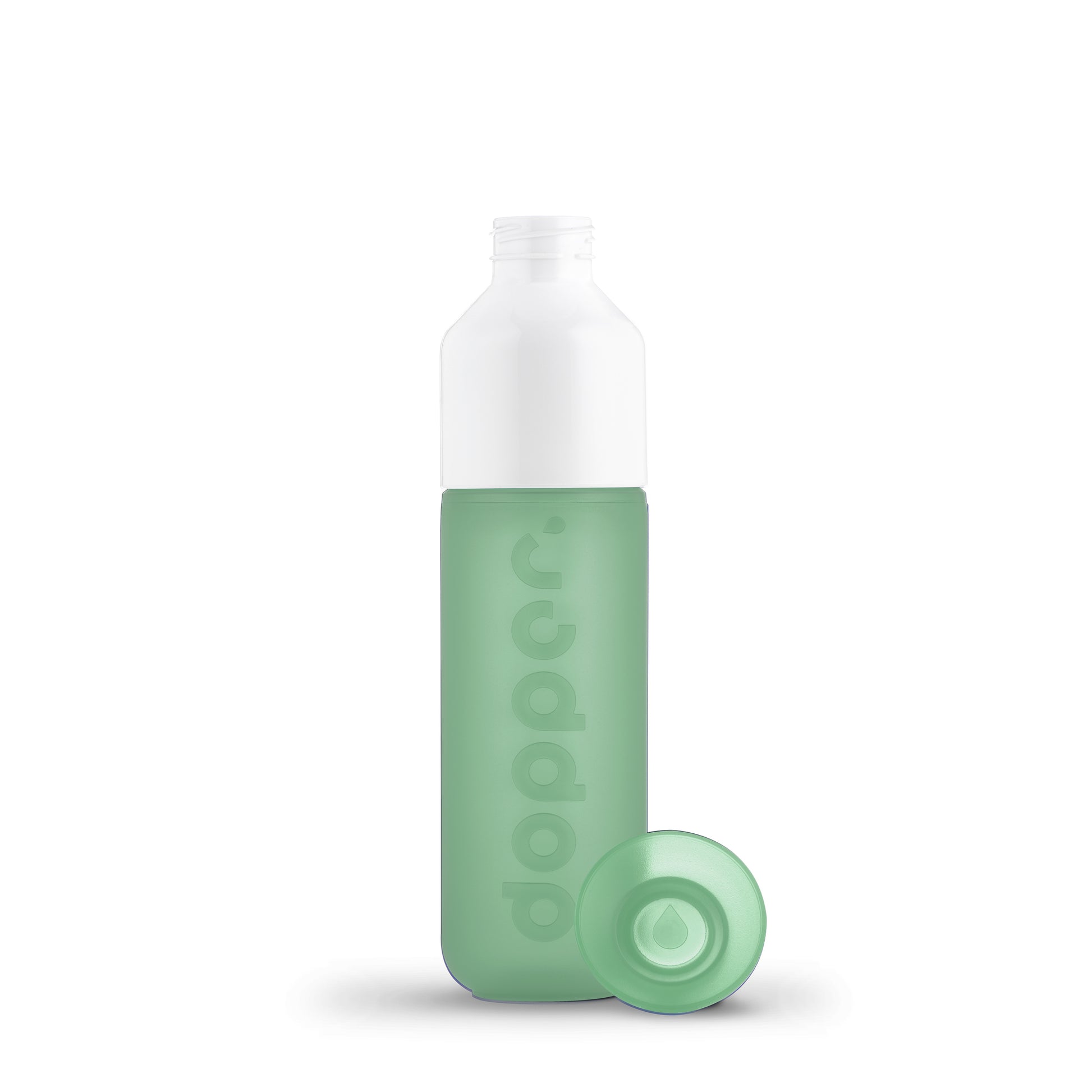 Dopper Original Moody Mint│Waterfles 450ml│ar. 3759│voorkant met losse dop naast fles