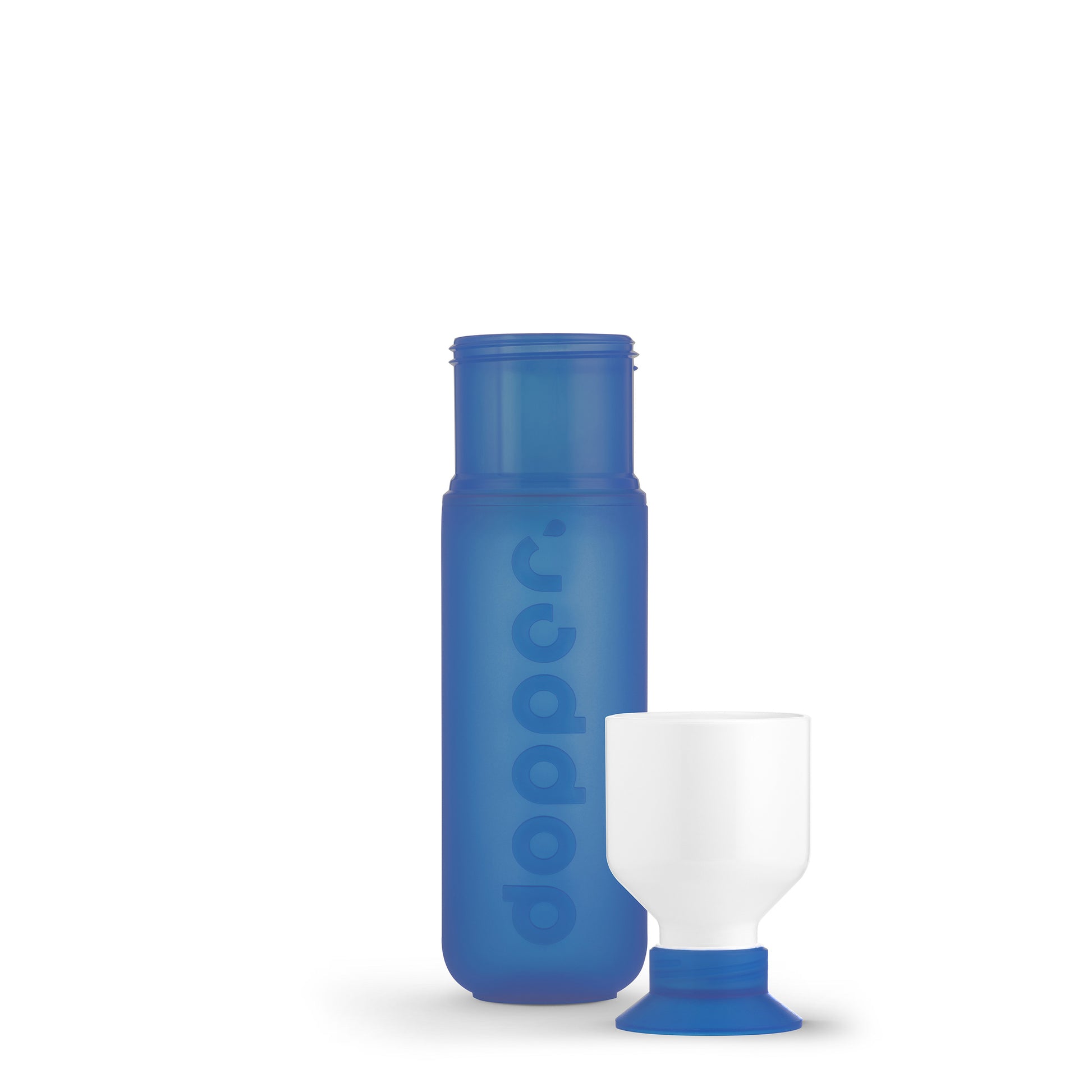 Dopper Original Pacific Blue│Waterfles 450ml Blauw│art. 0840│met dop als beker naast fles