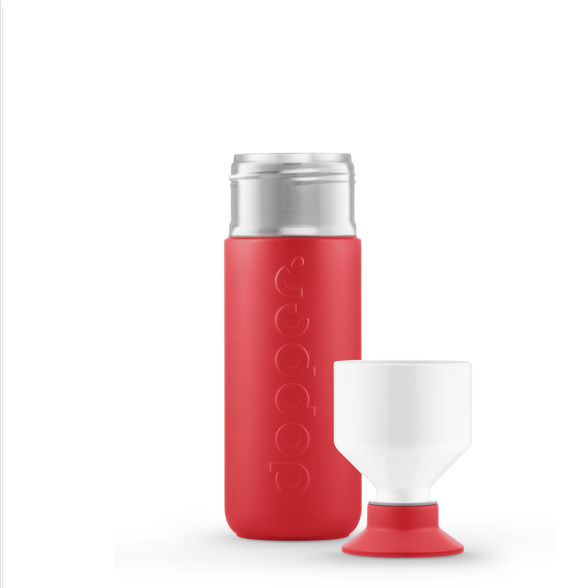 Dopper Insulated large Deep Coral│Thermosfles 580ml Rood│voorkant met losse dop als beker