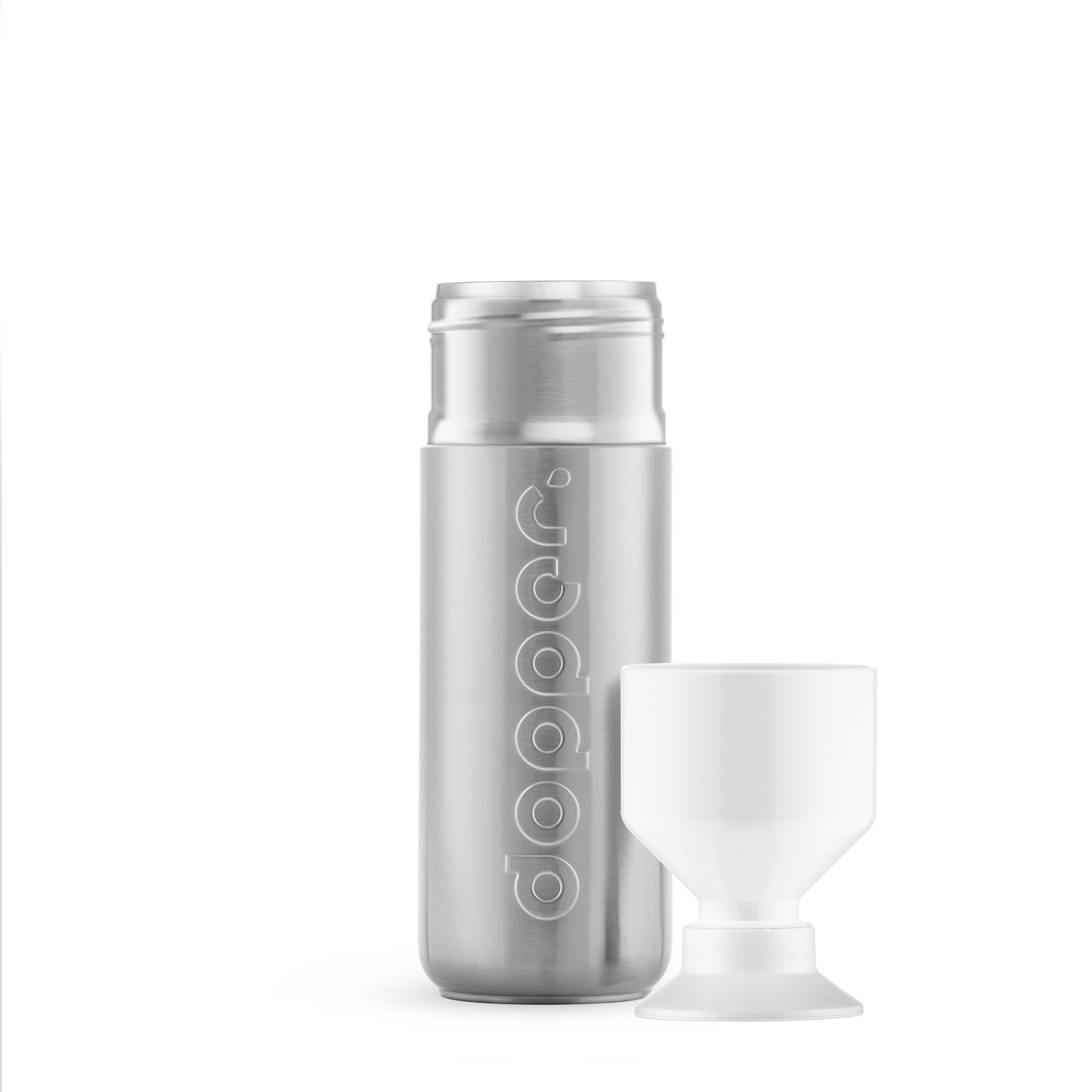 Dopper Insulated large Silver│Thermosfles 580ml│art. 7160│vooraanzicht met losse beker