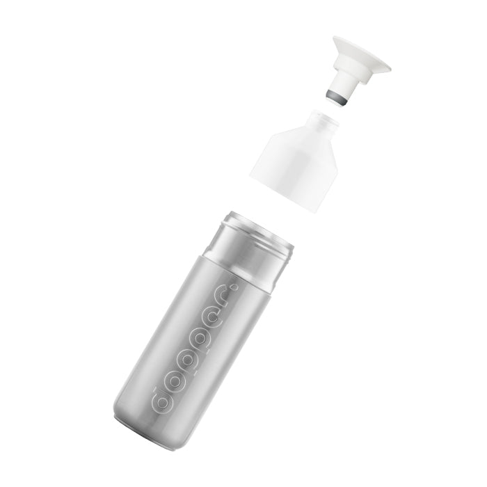 Dopper Insulated large Silver│Thermosfles 580ml│art. 7160│losse onderdelen zwevend boven elkaar