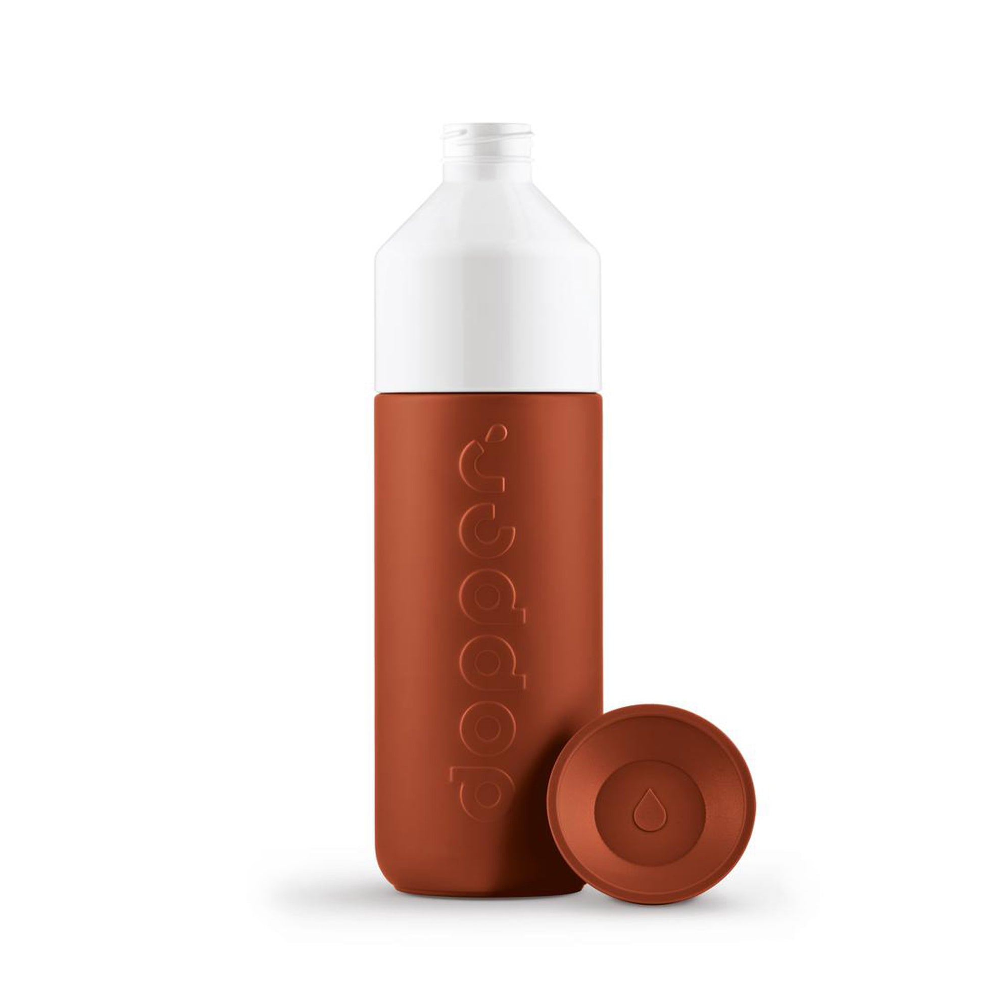 Dopper Insulated Large Terracotta Tide│Thermosfles 580ml Roodbruin│art. 3384│voorkant met losse dop naast fles