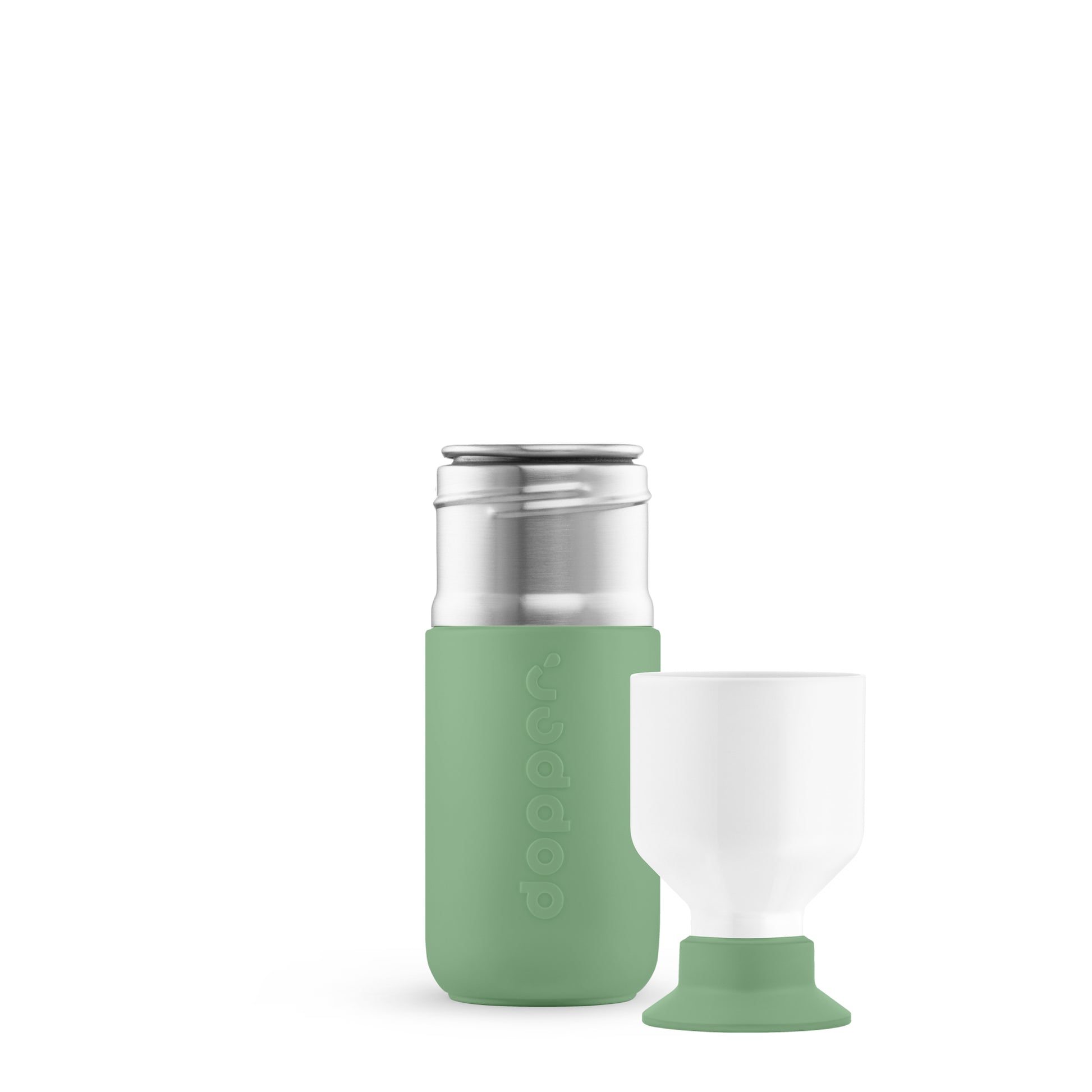 Dopper Steel Fresh Green│Drinkfles 350ml│art 7337│vooraanzicht met losse beker