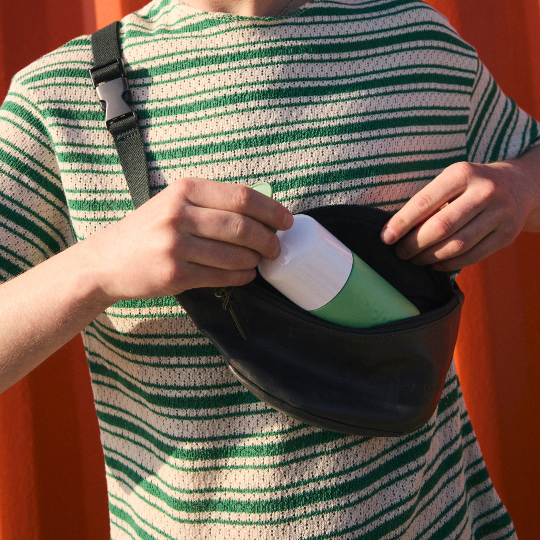 Dopper Steel Fresh Green│Drinkfles 350ml│art 7337│man stopt drinkfles in tasje