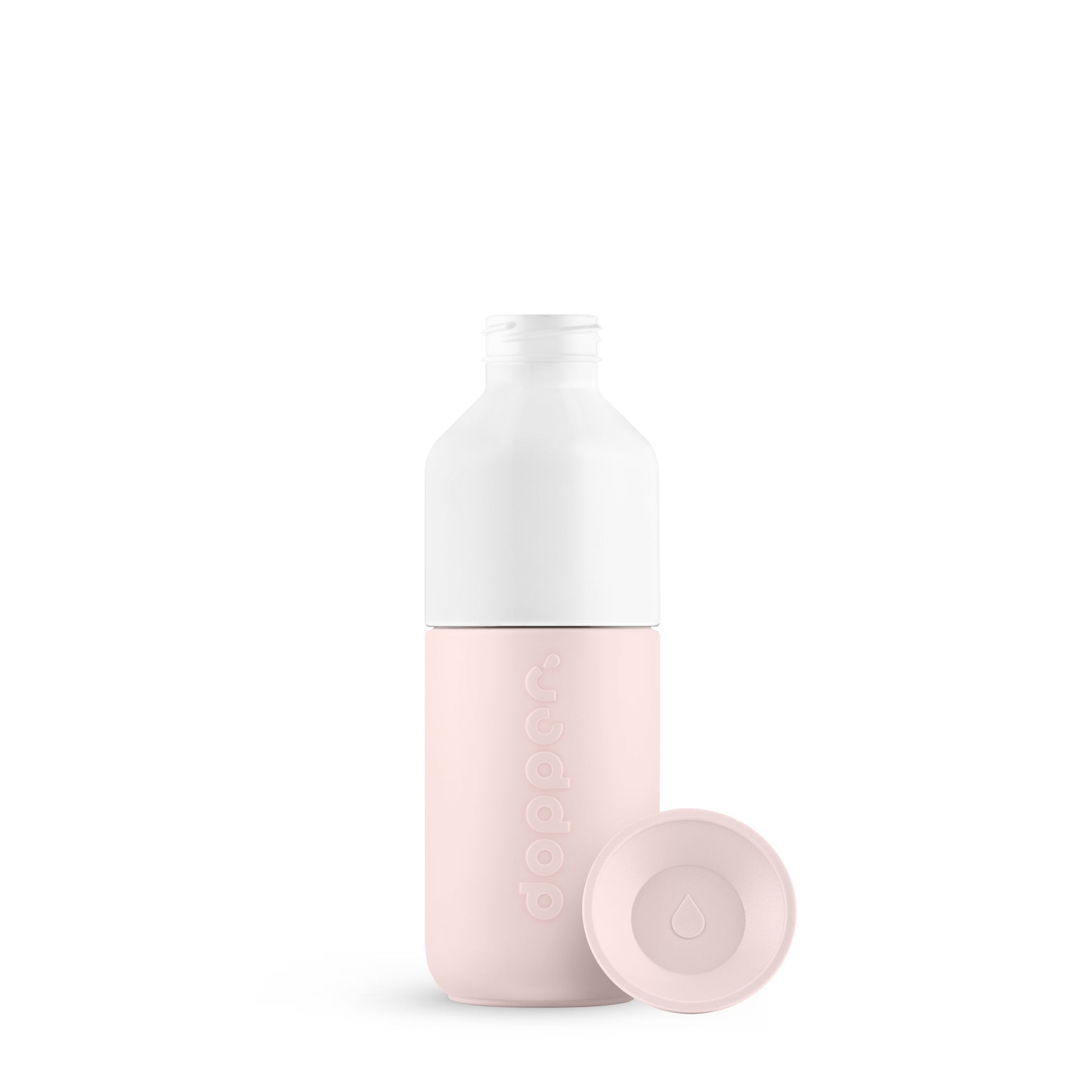 Dopper Steel Soft Pink│Waterfles 350 ml│art. 7283│vooraanzicht met losse dop