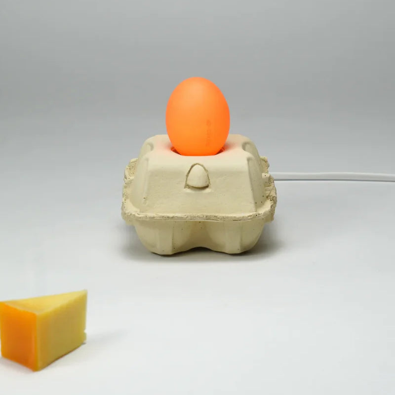 EggboxLamp Corn│Tafellamp Eierdoos│met Egglamp Bruin en licht aan