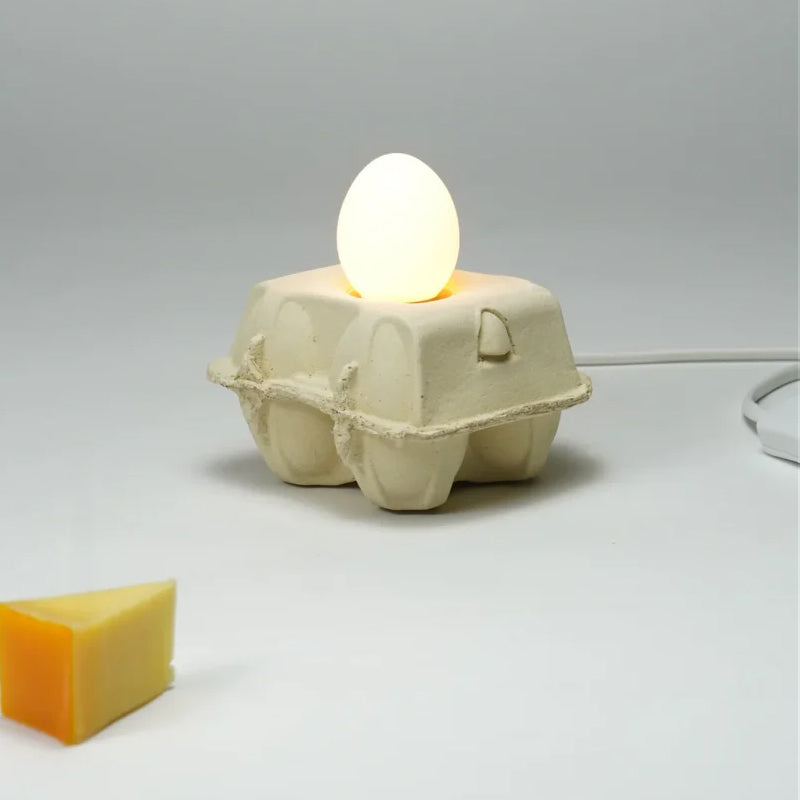 EggboxLamp Corn│Tafellamp Eierdoos│met Egglamp Wit en licht aan