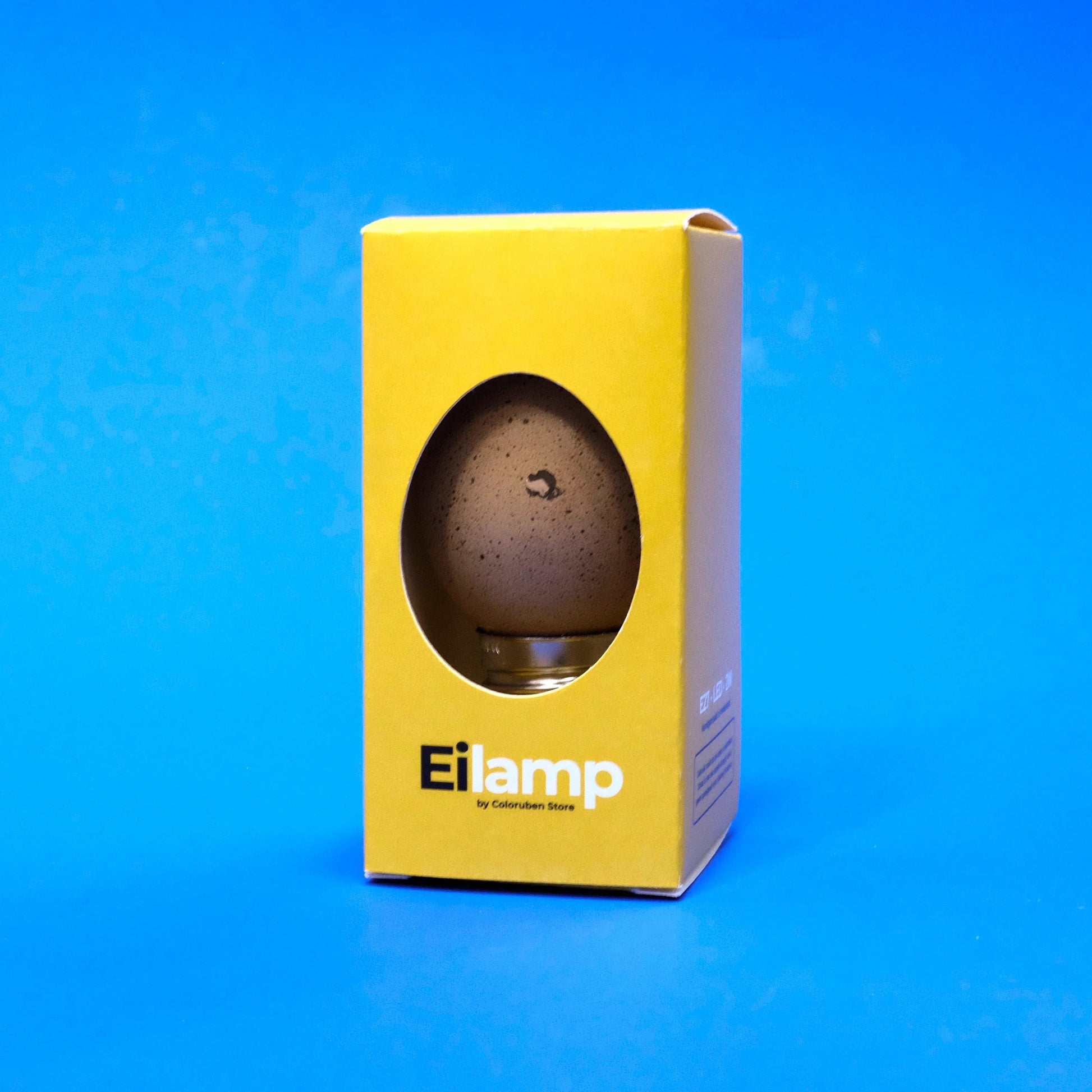 Egglamp Bruin│in verpakking met blauwe achtergrond