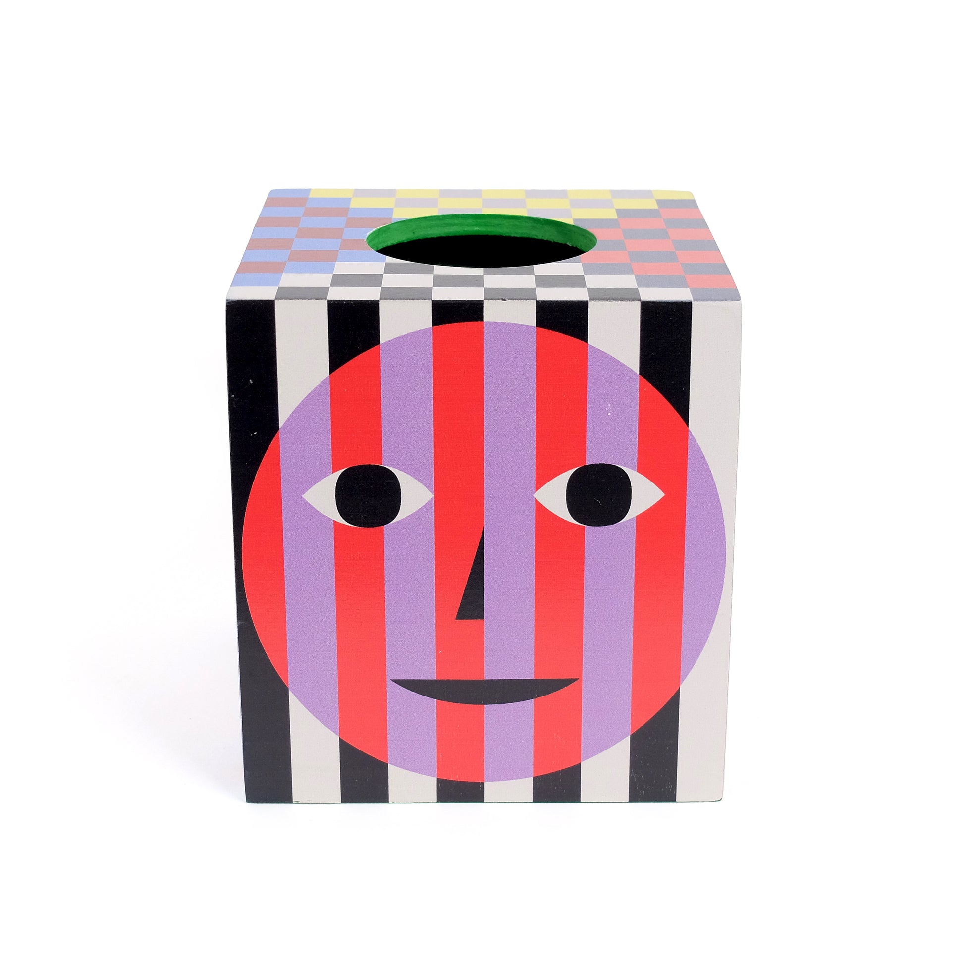 Everybody Tissue Box Holder│Dusen Dusen│Areaware│art. DDHETB│zijkant zwart wit rood turqouise