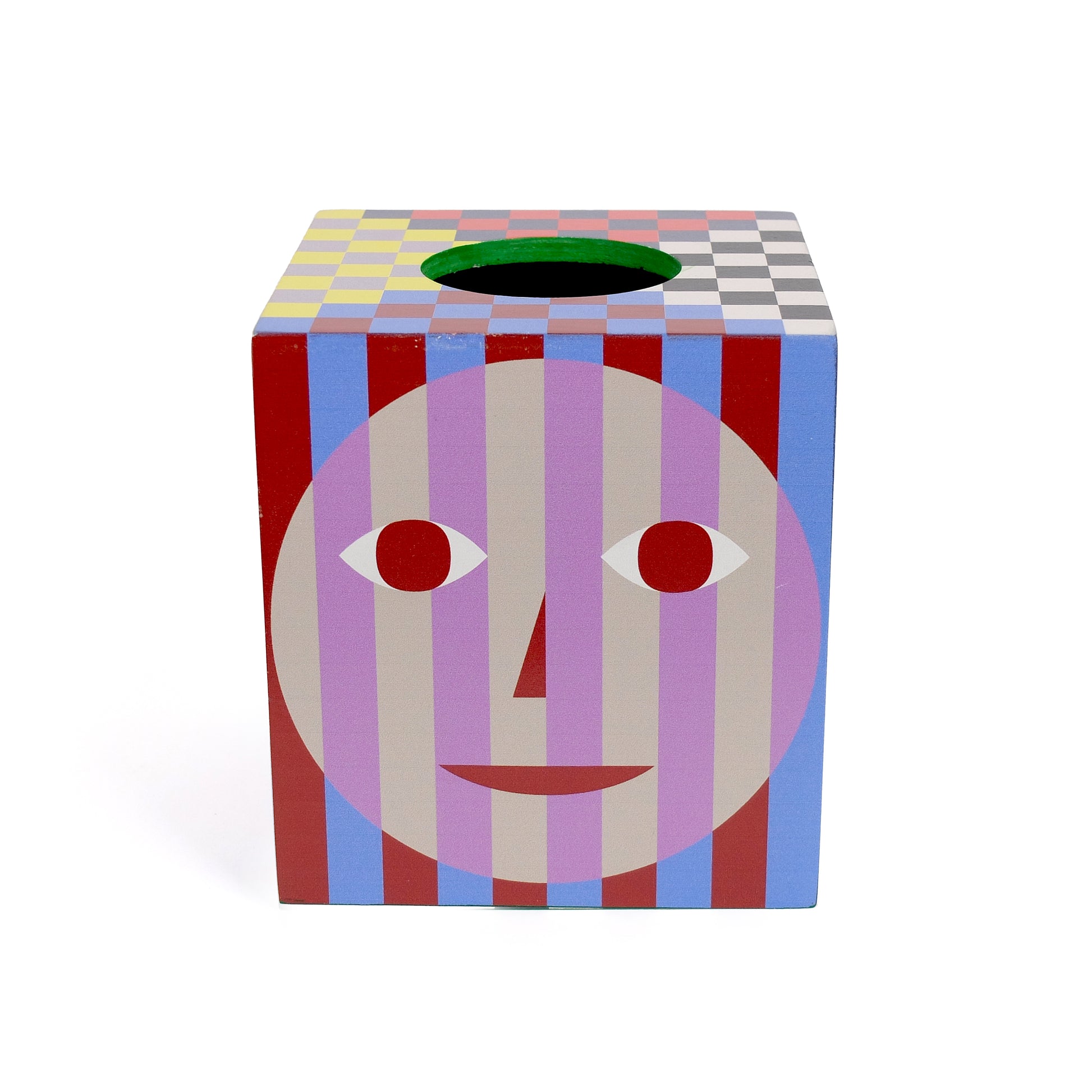 Everybody Tissue Box Holder│Dusen Dusen│Areaware│art. DDHETB│zijkant gezcht bordeaux blauw