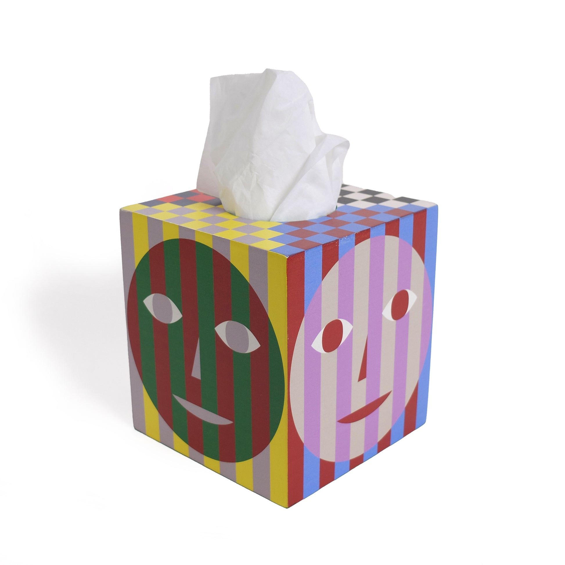 Everybody Tissue Box Holder│Dusen Dusen│Areaware│art. DDHETB│voorkant schuin met tissues