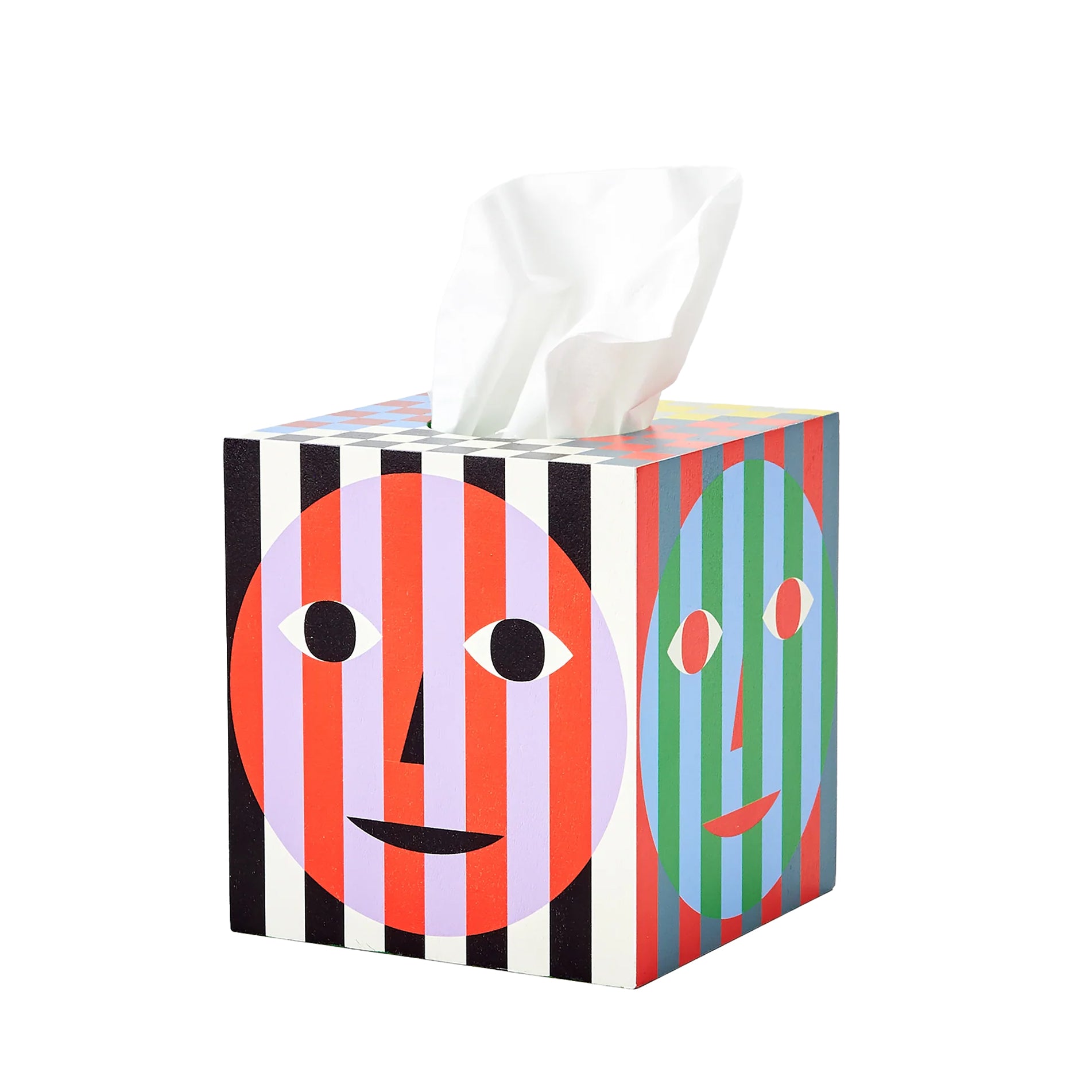 Everybody Tissue Box Holder│Dusen Dusen│Areaware│art. DDHETB│zijkant schuin met tissues