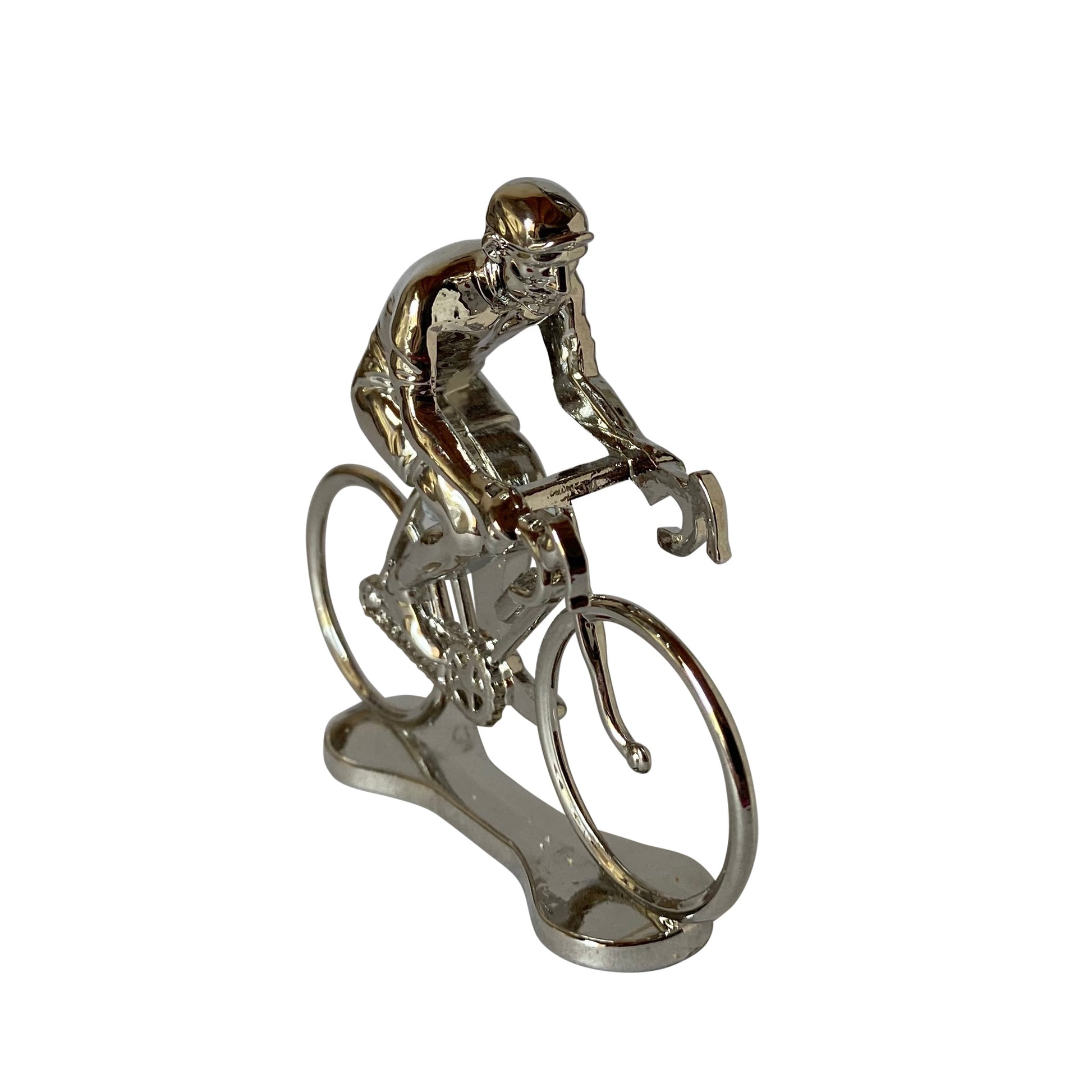 Miniatuur Wielrenner Fietser Trofee Zilver│Bernard&Eddy│art. 303254│voorkant schuin
