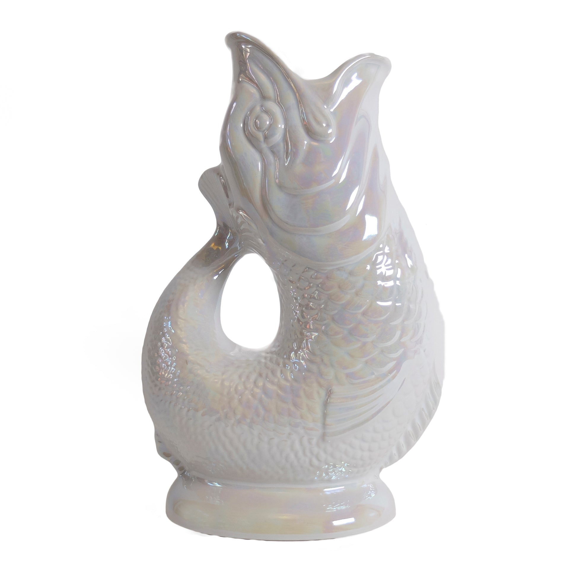 Gluckigluck Waterkaraf Vis Lustre Pearl│art. G31155/PL/W│zijkant reachte met witte achtergrond