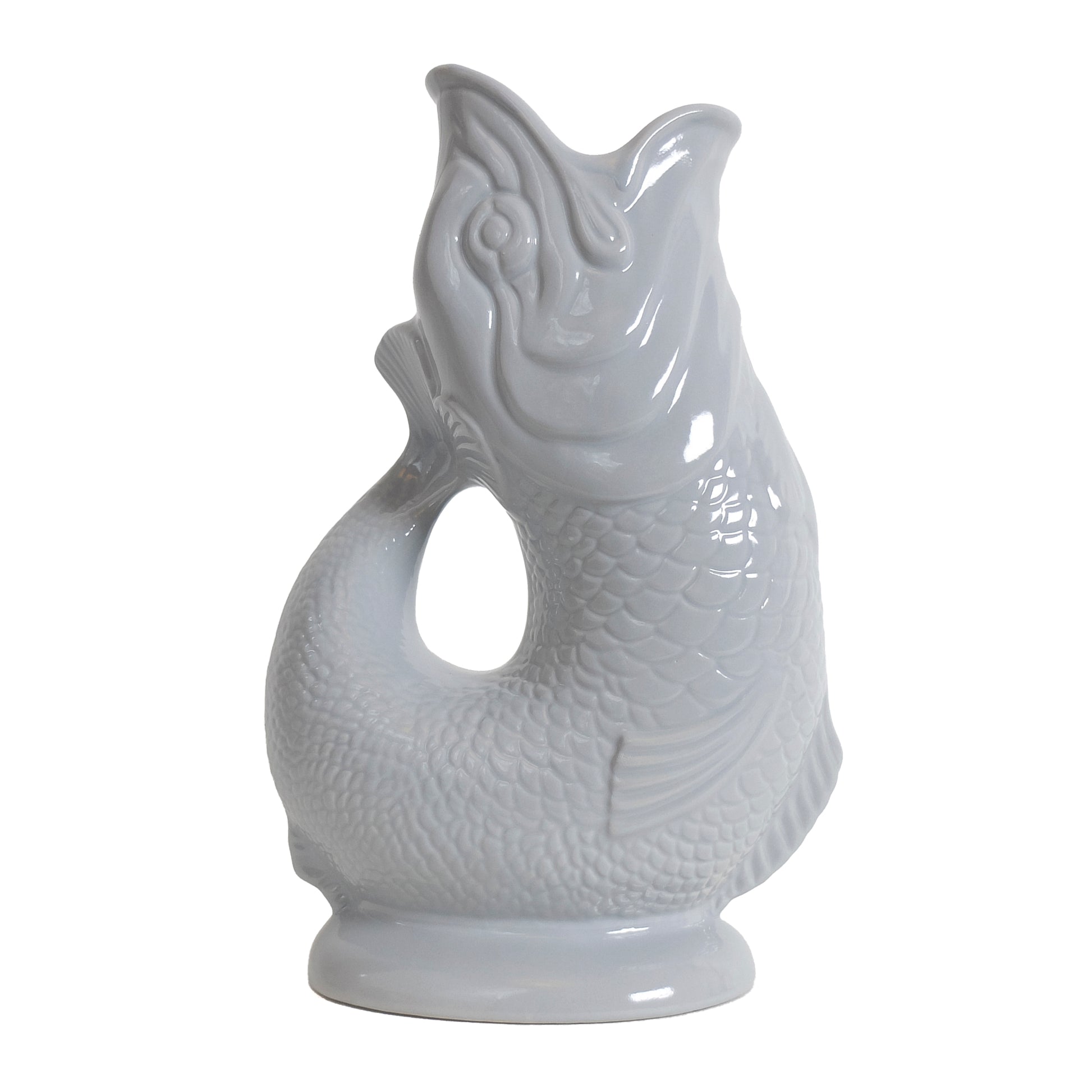 Gluckigluck Waterkaraf│Guggle Jug Vis│Oyster│art. G31155/OY/W│zijaanzicht rechts met witte achtergrond