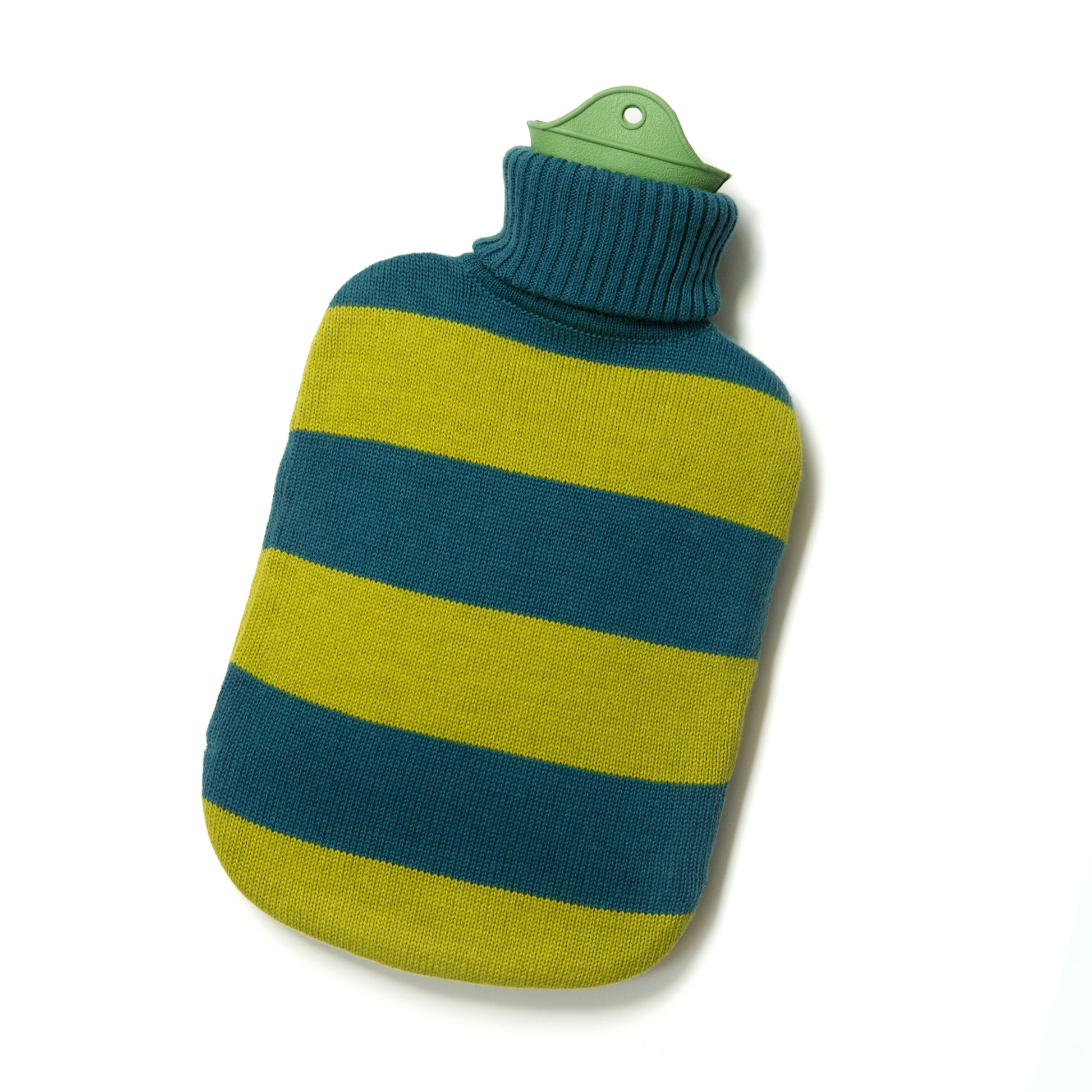 Warmwaterkruik Katoen Teal-Lime Green Suite702│liggend schuin met witte achtergrond│art. HWBTELG