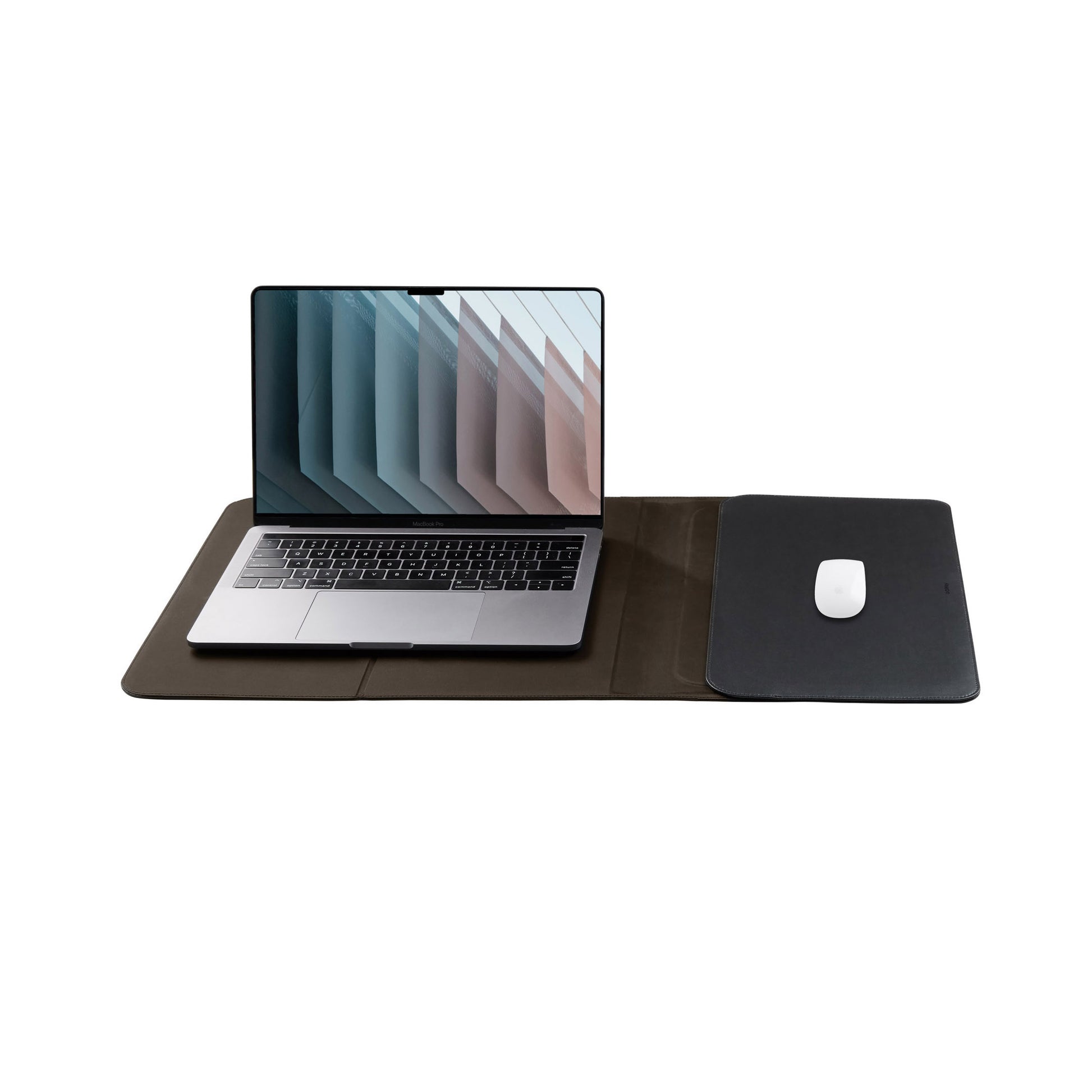 Hybrid Laptop Sleeve 14" Zwart│Orbitkey│art. WH41-BLK-105│opengevouwen met aptop en muis