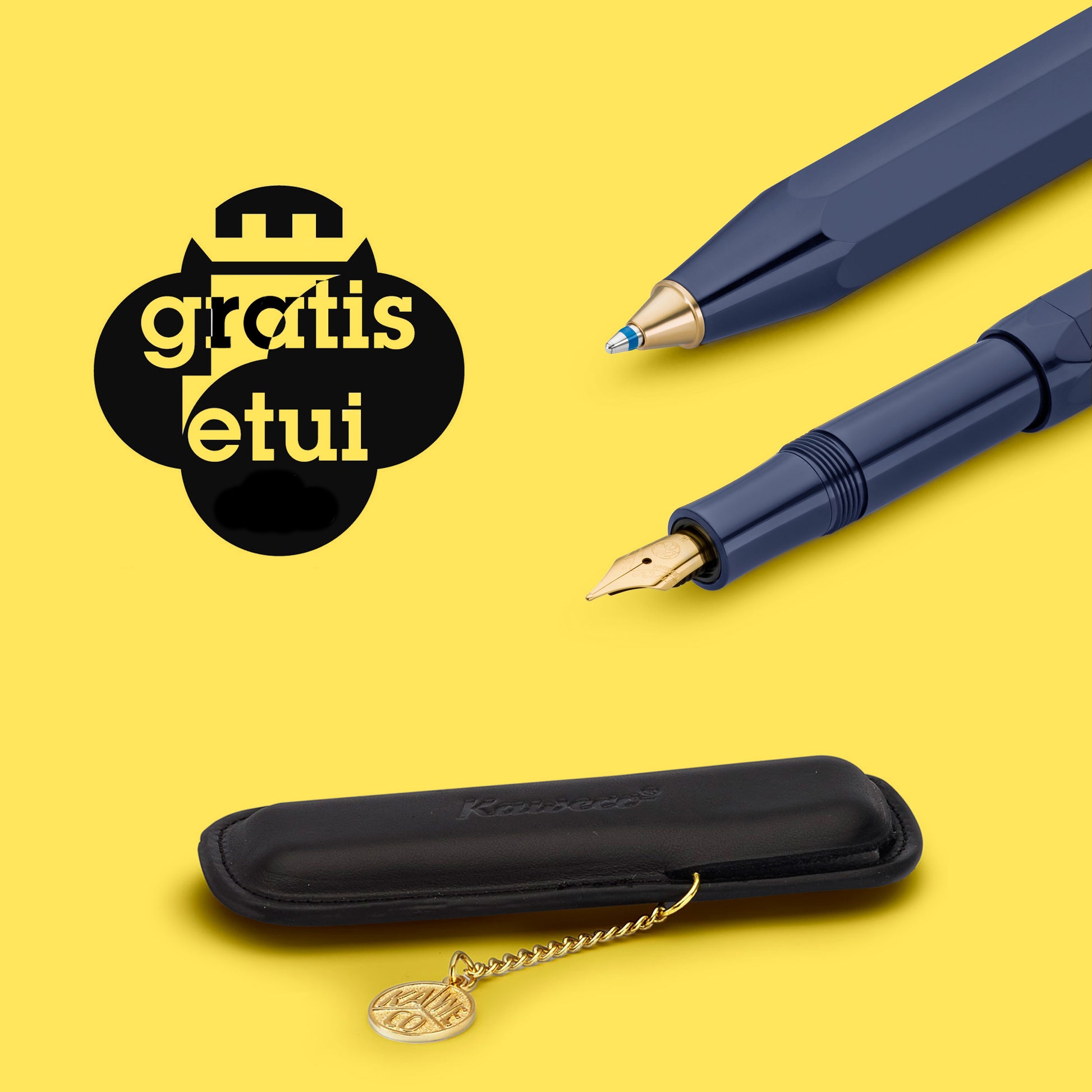 Kaweco Classic Sport Navy Aanbieding│art. 1511923│Promo met gele achtergrond