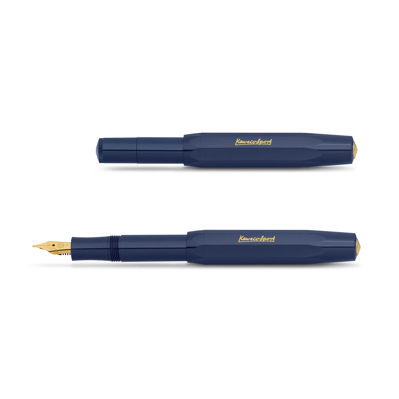 Kaweco Classic Sport Vulpen Navy│art. 1511739│geopend en gesloten naast elkaar