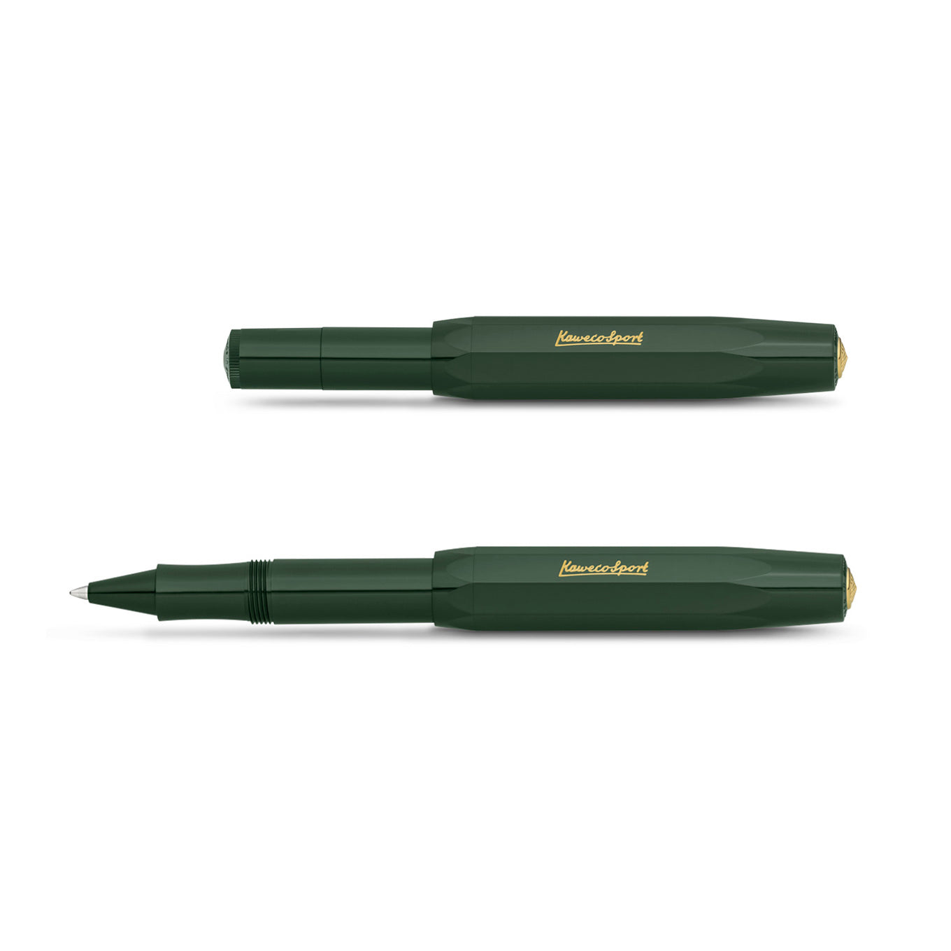 Kaweco CLASSIC SPORT Rollerball Groen│art. 1510497│open en dicht liggend naast elkaar