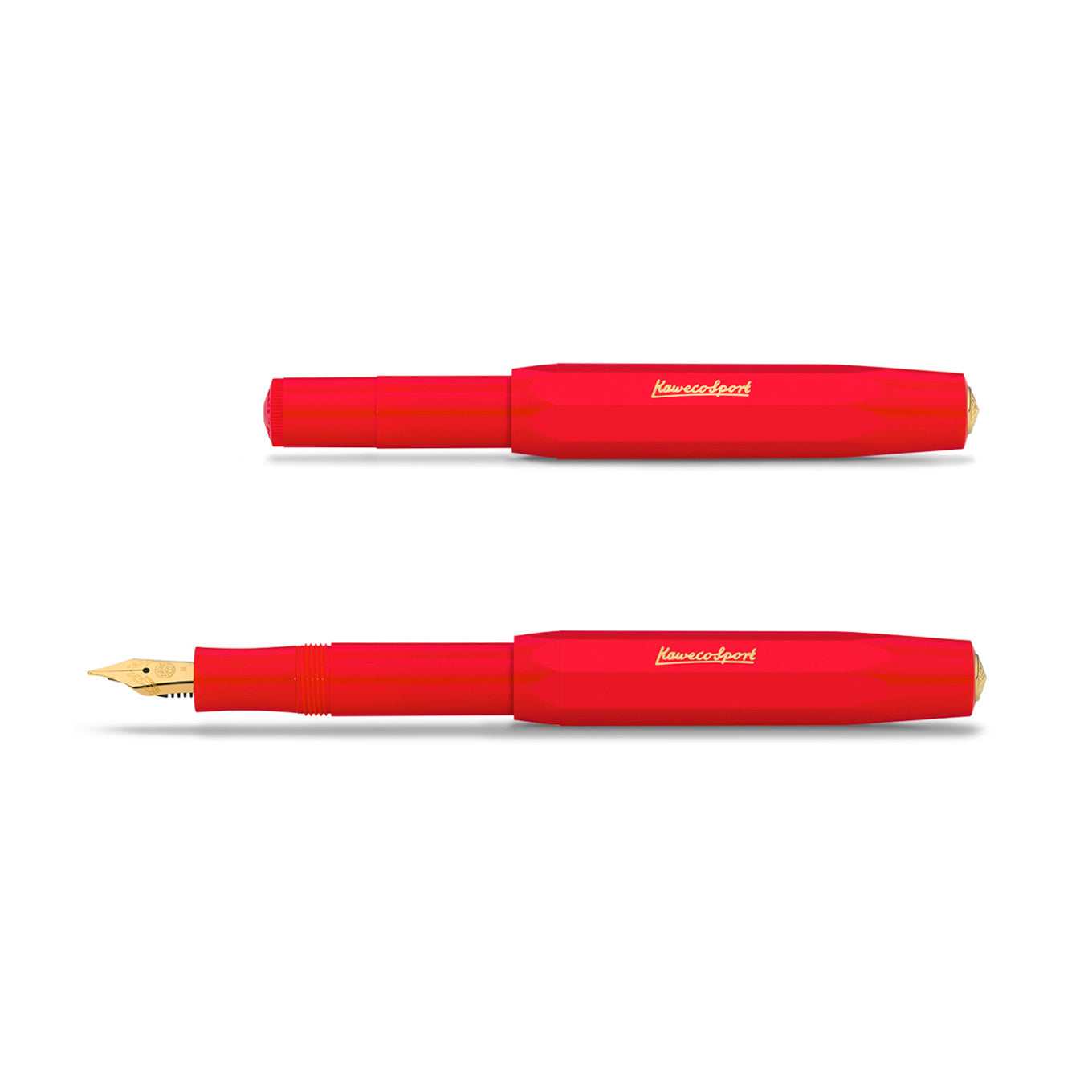 Kaweco Classic Sport Vulpen Rood│art. 1511147│geopend en gesloten naast elkaar
