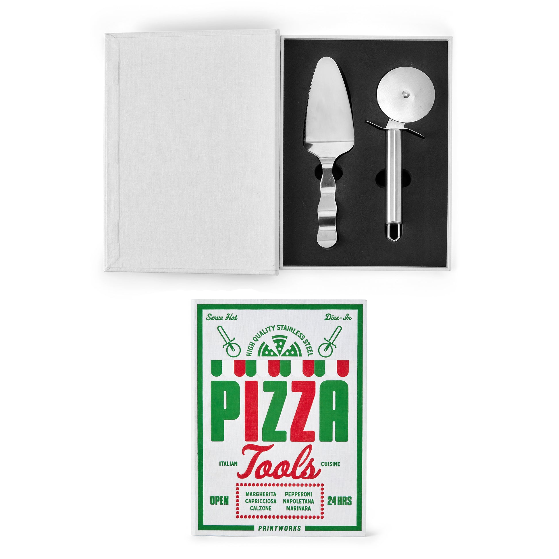 Pizza Tools - The Essentials│Printworks│art. PW00645│bovenaanzicht doos open en dicht