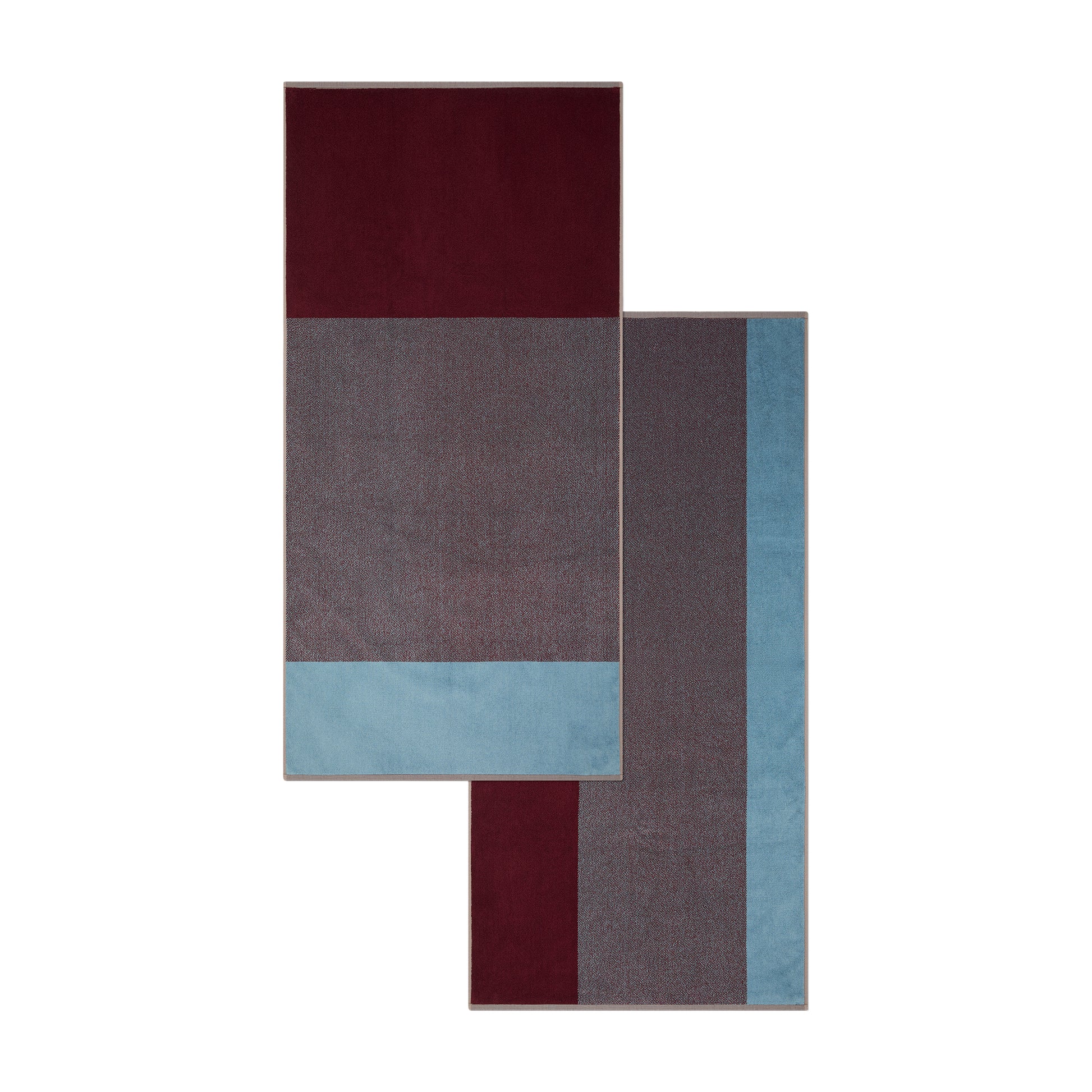 Badhanddoeken Set Blend Sky BLue & Bordeaux Lex Pott│art. LPTTSET70SBBO│achterkant