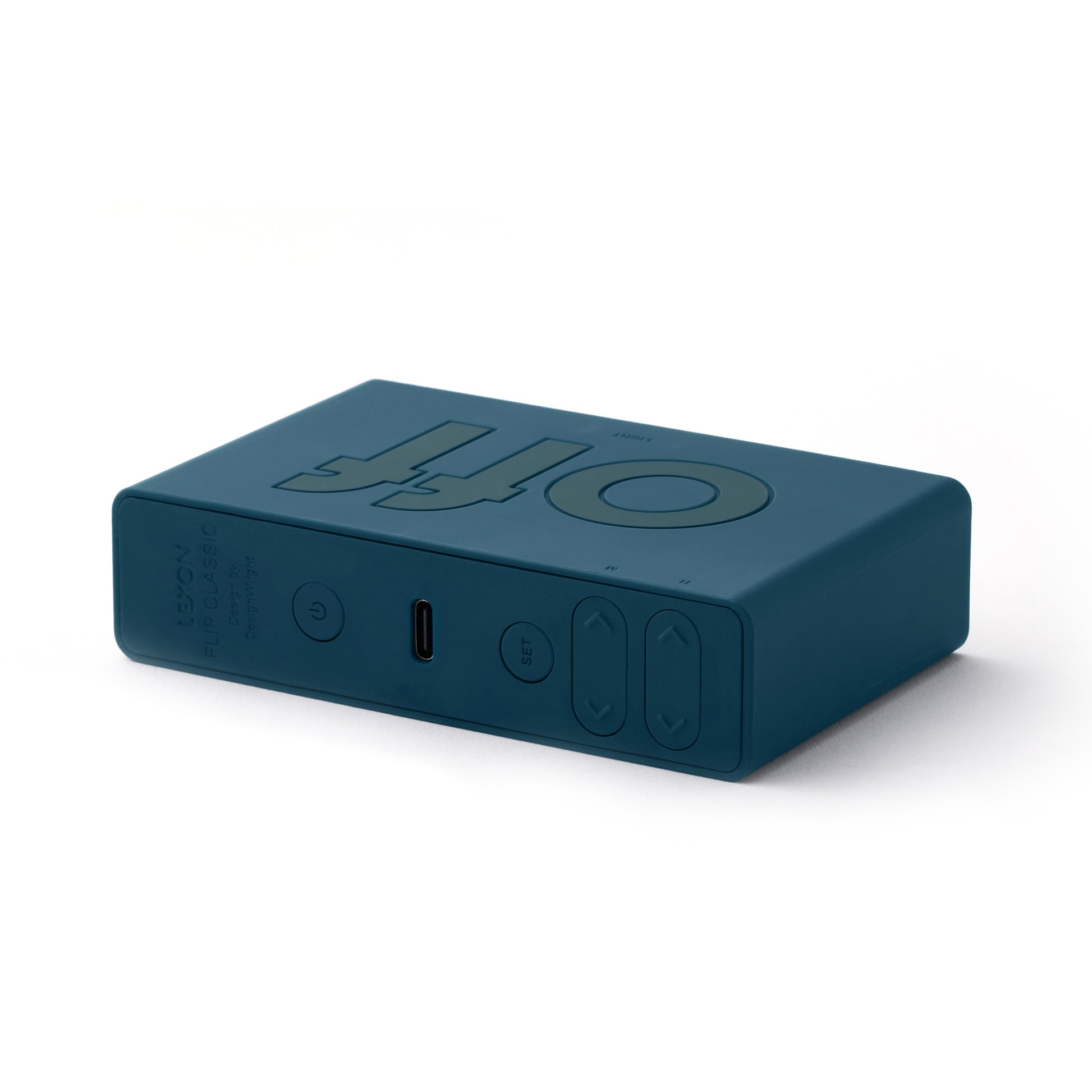 Lexon Flip+ Wekker Duck Blue│art. LR157BF9│achterkant met functie toetsen