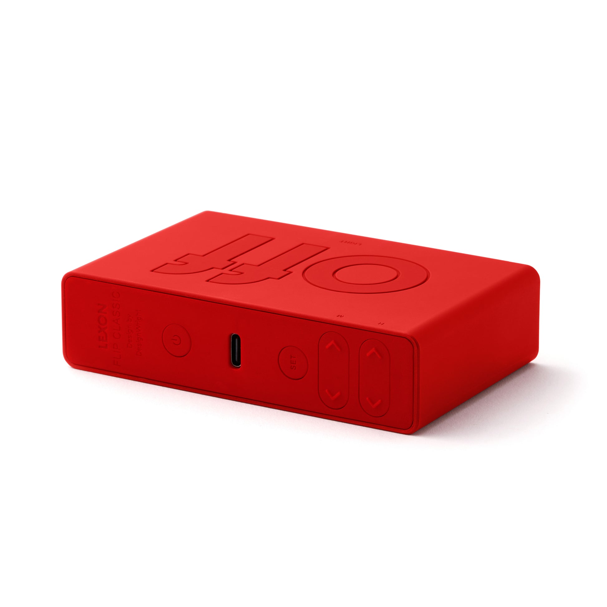 Lexon Flip+ Wekker Digitaal Rood│art. LR57R9│achterkant met functie-toetsen