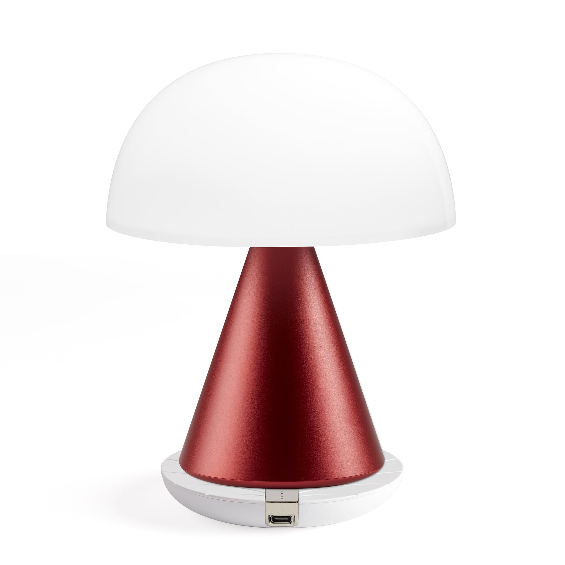 Lexon Mina Large Oplaadbare Tafellamp Donkerrood│art. LH65DR│op oplader