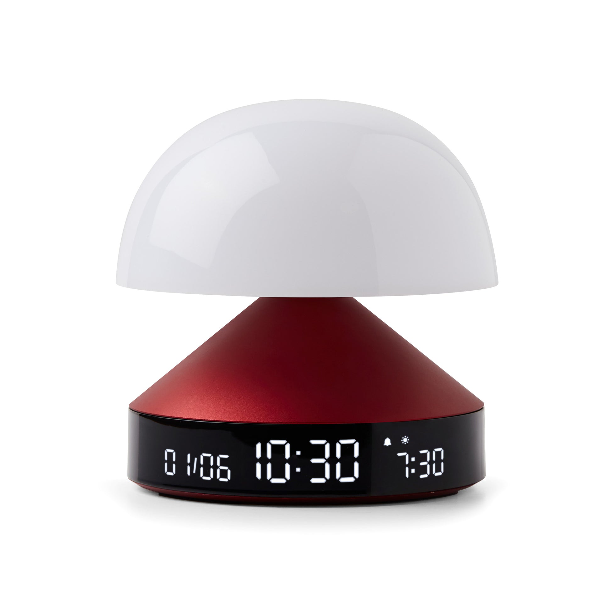 Lexon Mina Sunrise Wekker Donkerrood│Wake-up Light│art. LR153DR│voorkant met licht uit