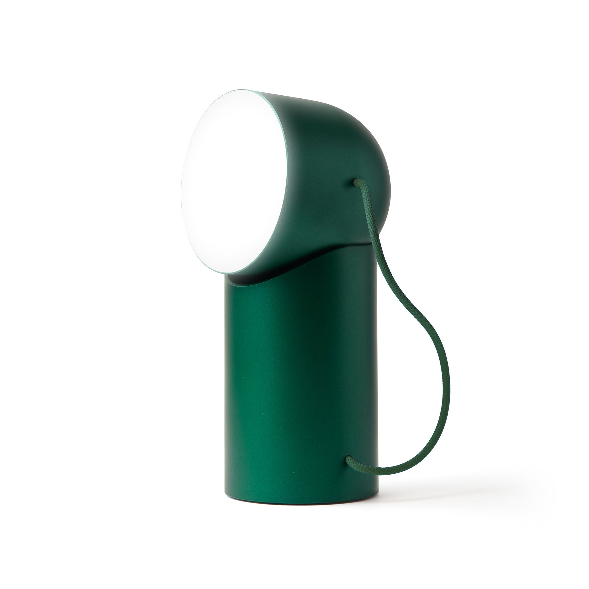 Lexon Orbe Donkergroen│Oplaadbare Tafellamp│art. LH88DG1│vooraanzicht met wit licht aan
