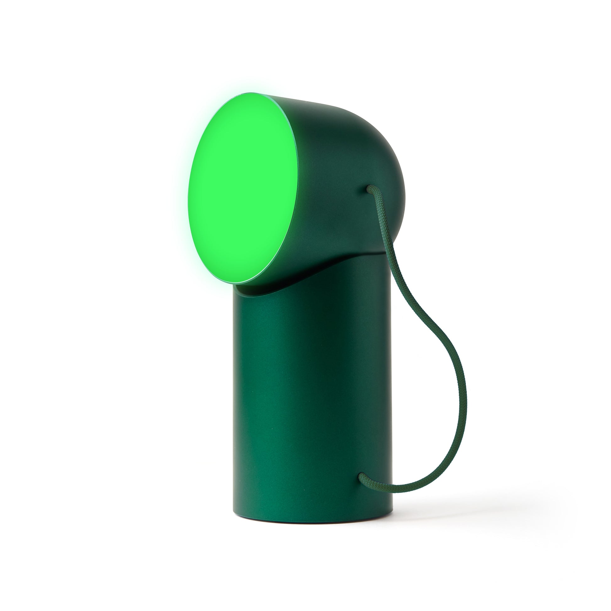 Lexon Orbe Donkergroen│Oplaadbare Tafellamp│art. LH88DG1│vooraanzicht met groen licht aan