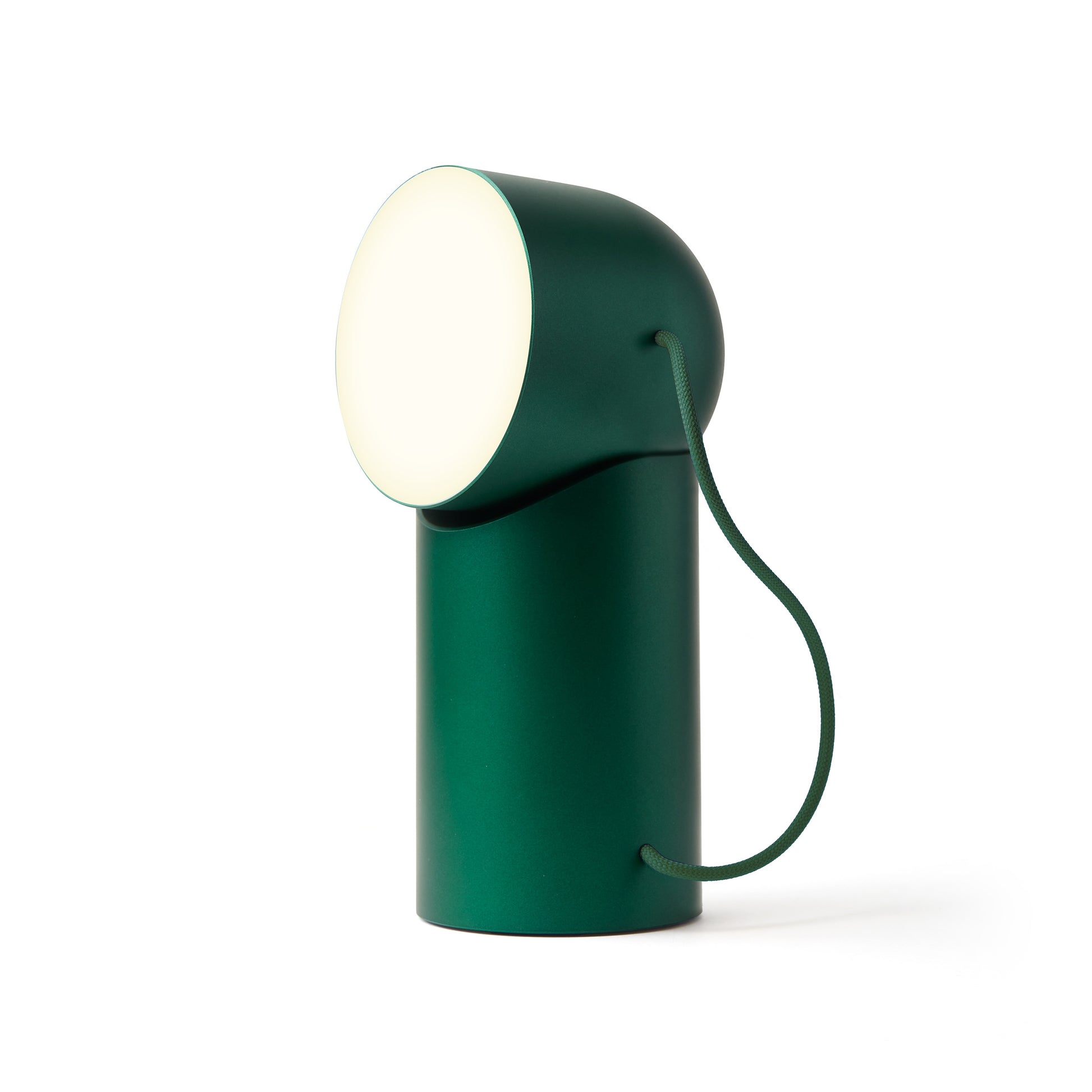 Lexon Orbe Donkergroen│Oplaadbare Tafellamp│art. LH88DG1│vooraanzicht met warm licht aan