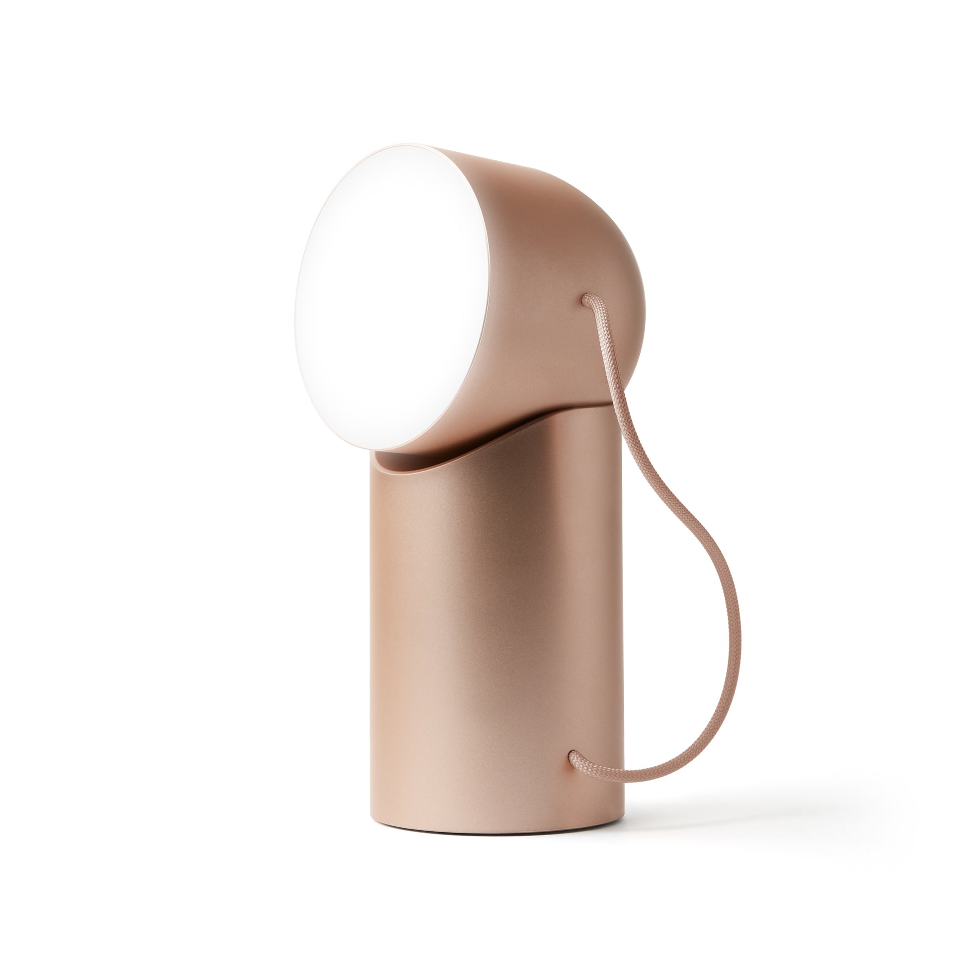 Lexon Orbe Goud│ Oplaadbare Tafellamp│art. LH88D│vooraanzicht met wit licht aan