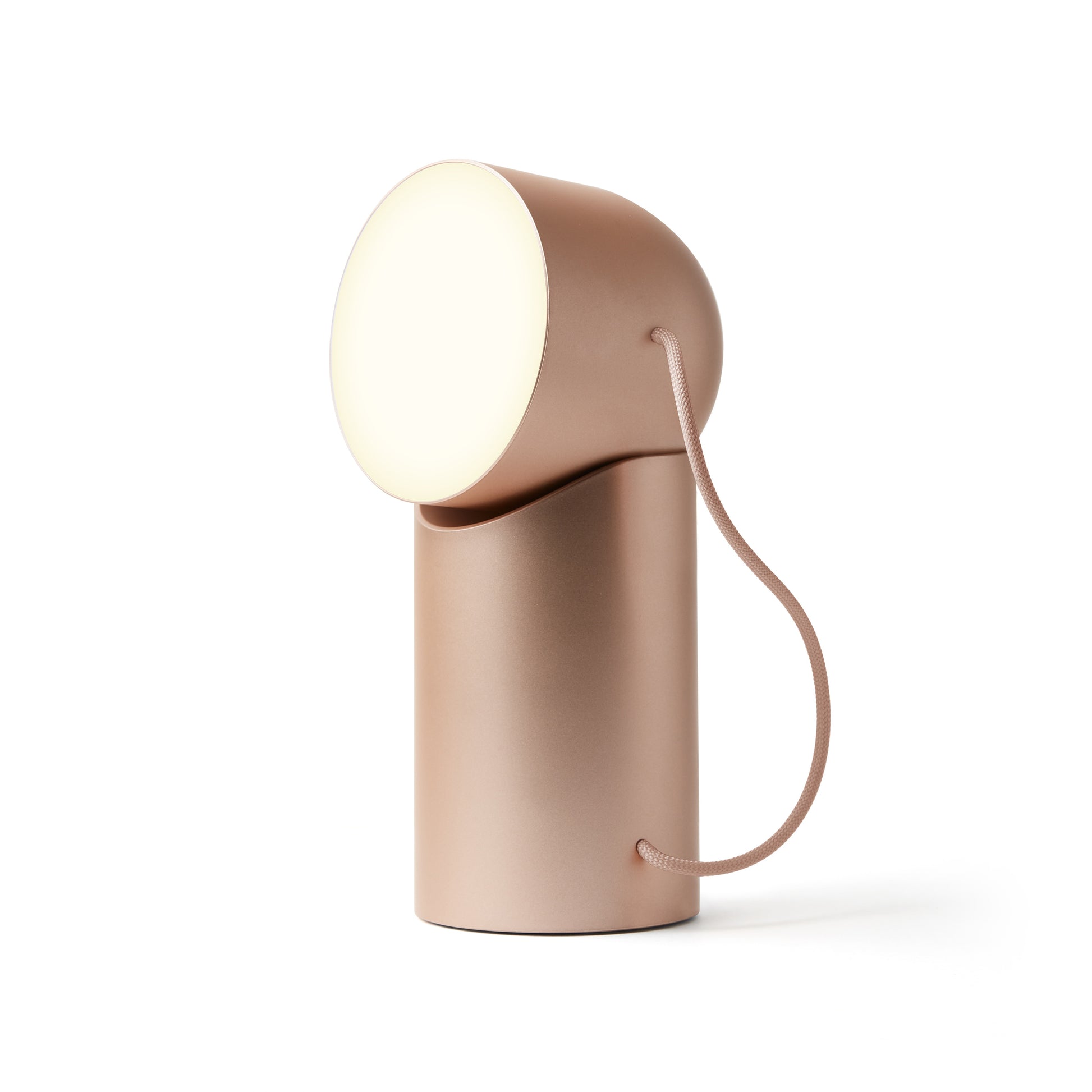 Lexon Orbe Goud│ Oplaadbare Tafellamp│art. LH88D│vooraanzicht met warm licht aan