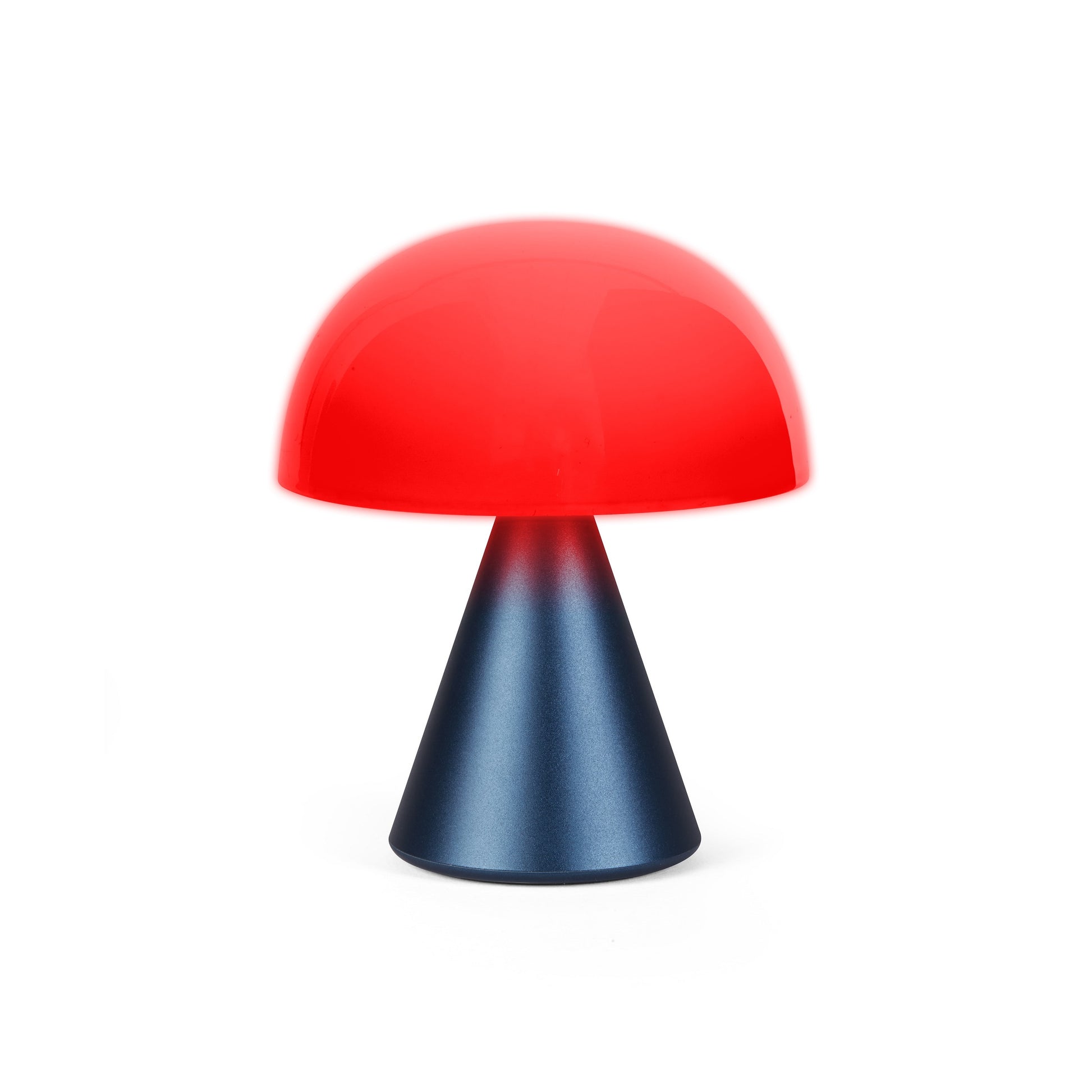 Lexon Mina Medium Donkerblauw│Oplaadbare LED-lamp│art. LH64MDB│rood licht aan