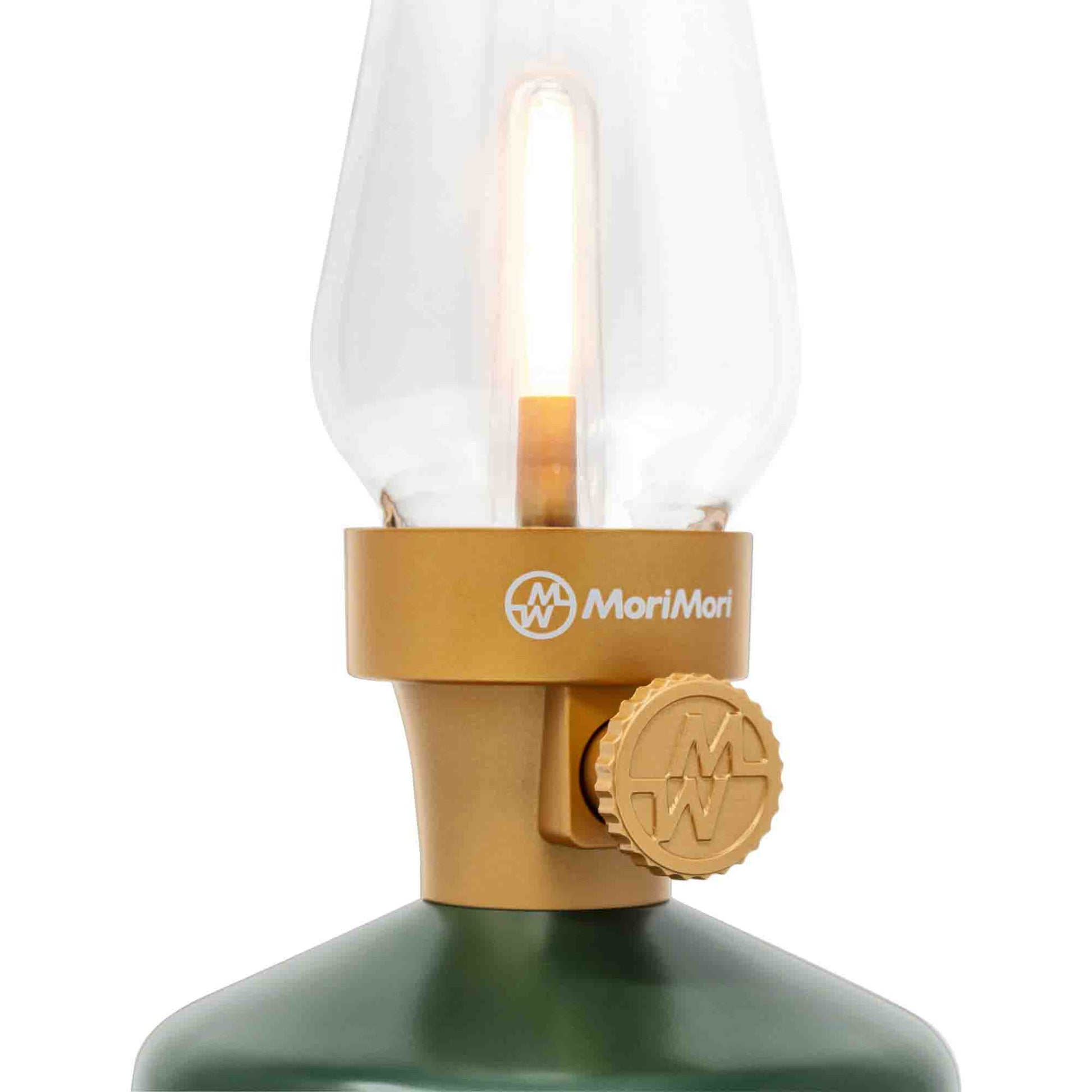 MoriMori LED Lantern & Bluetooth Speaker Original Green│Buitenverlichting Oplaadbaar│art. FLS-2101-DG│Close-up schakelaar dimmer